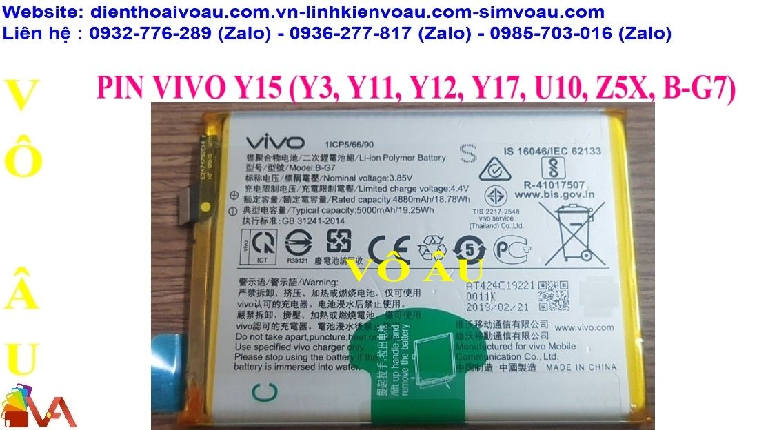 PIN VIVO Y15 (Y3, Y11, Y12, Y17, U10, Z5X, B-G7)