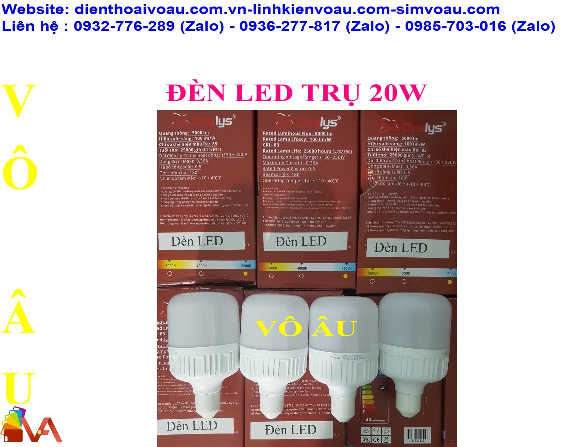 ĐÈN LED TRỤ 20W CAO CẤP