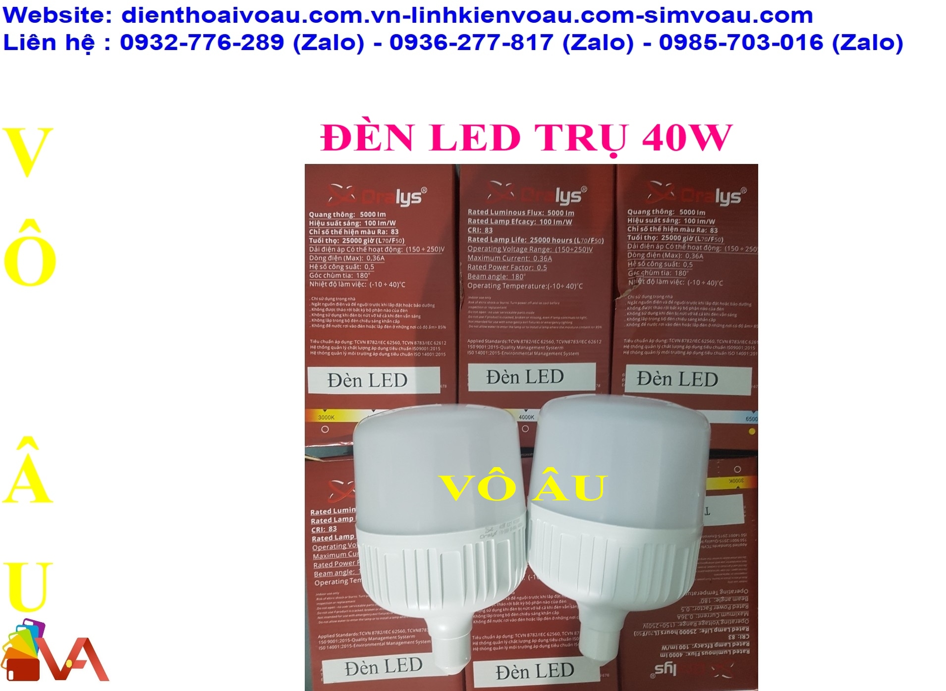 ĐÈN LED TRỤ 40W CAO CẤP