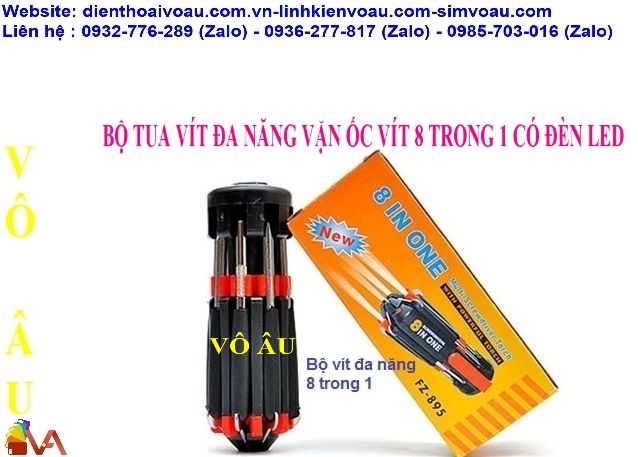 BỘ TUA VÍT ĐA NĂNG VẶN ỐC VÍT 8 TRONG 1 CÓ ĐÈN LED
