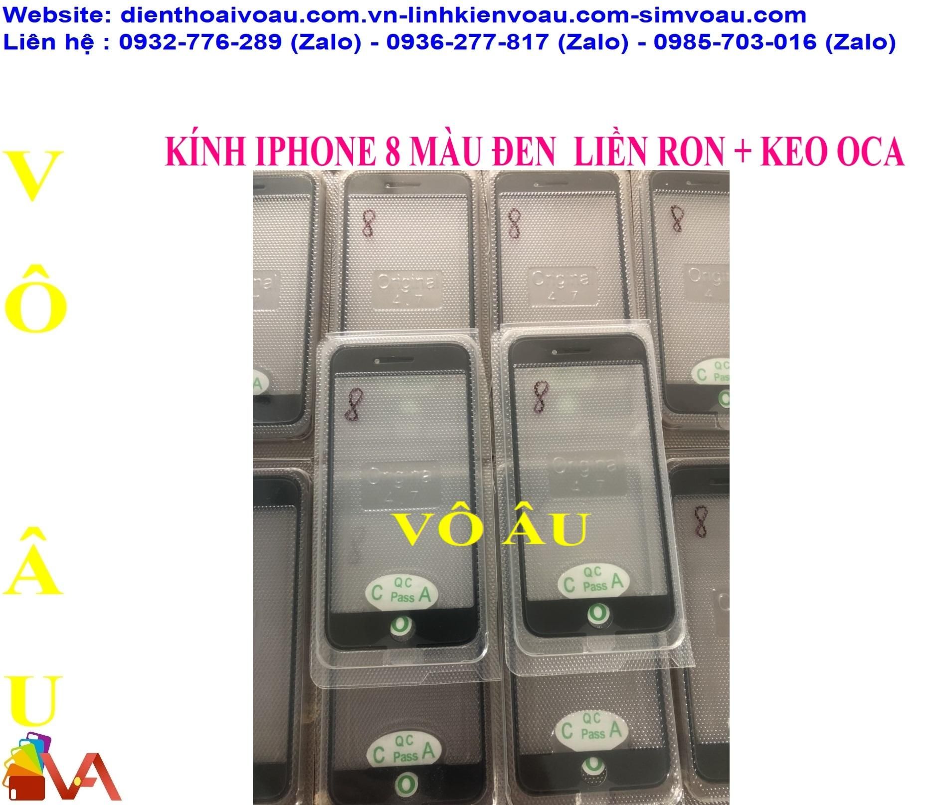 KÍNH IPHONE 8 MÀU ĐEN LIỀN RON + KEO OCA