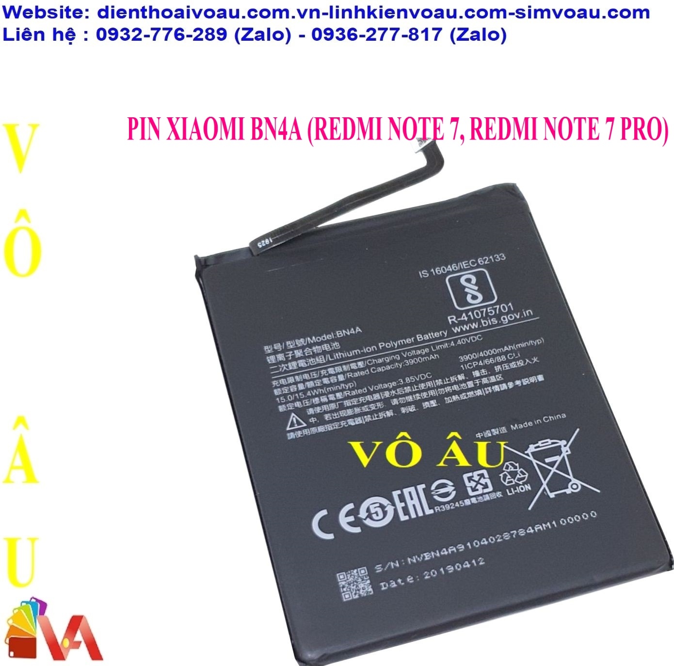 PIN XIAOMI BN4A (REDMI NOTE 7, REDMI NOTE 7 PRO) ZIN