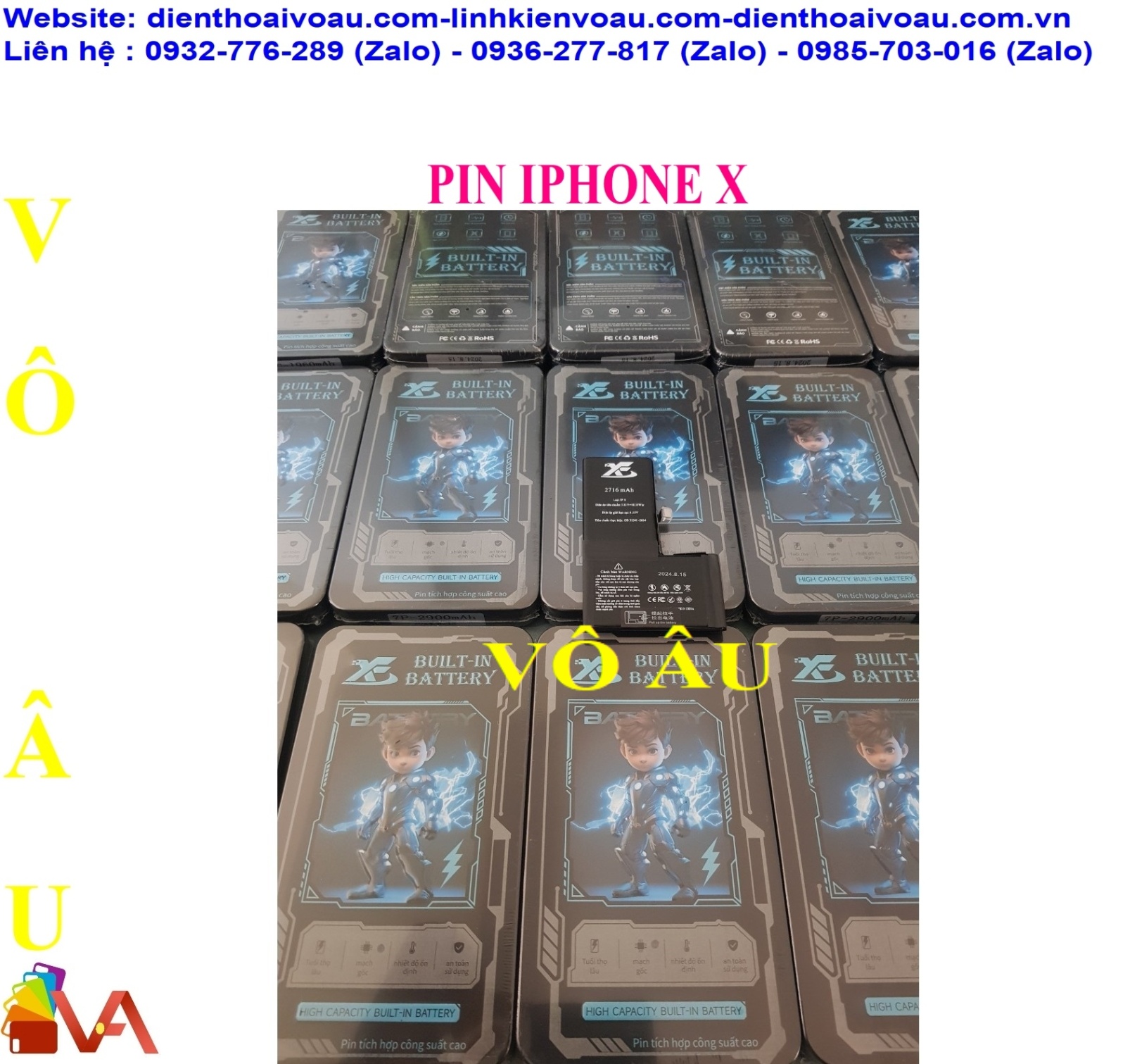 PIN IPHONE X ZIN DUNG LƯỢNG CHUẨN HỘP SẮT