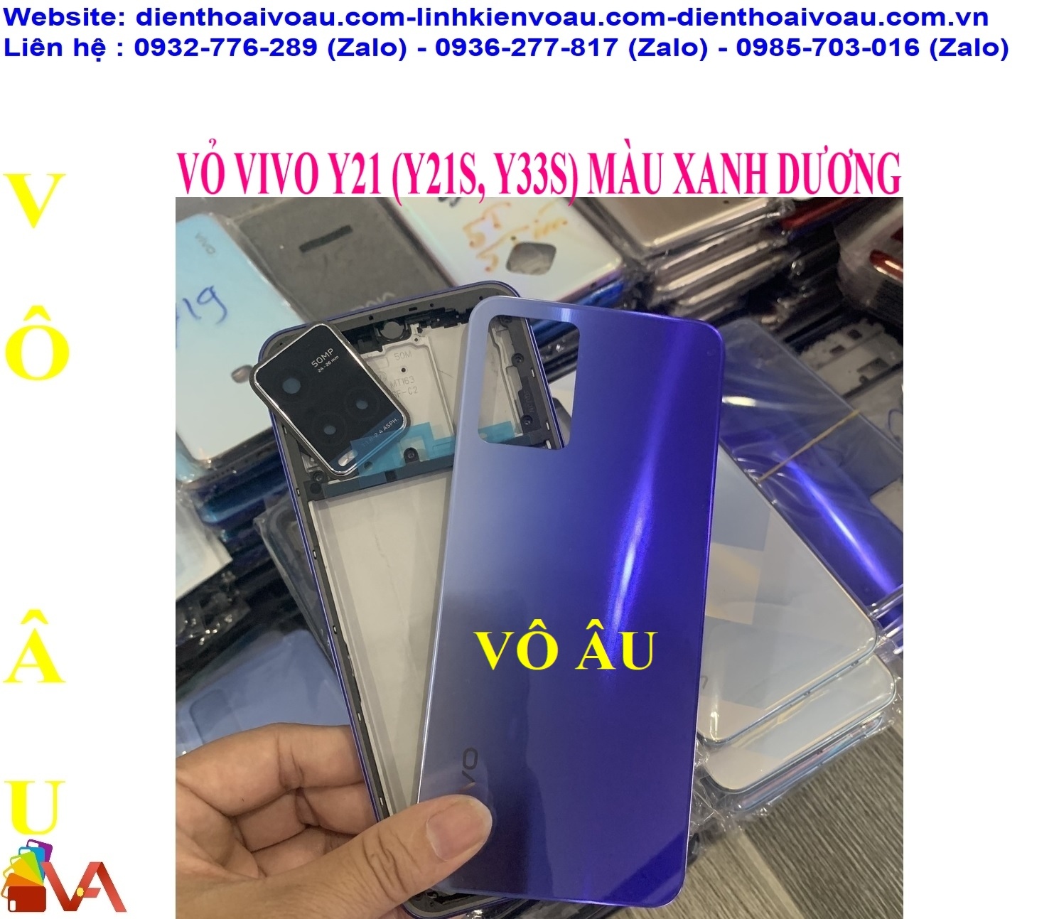 VỎ VIVO Y21 (Y21S, Y33S) MÀU XANH DƯƠNG FULL BỘ