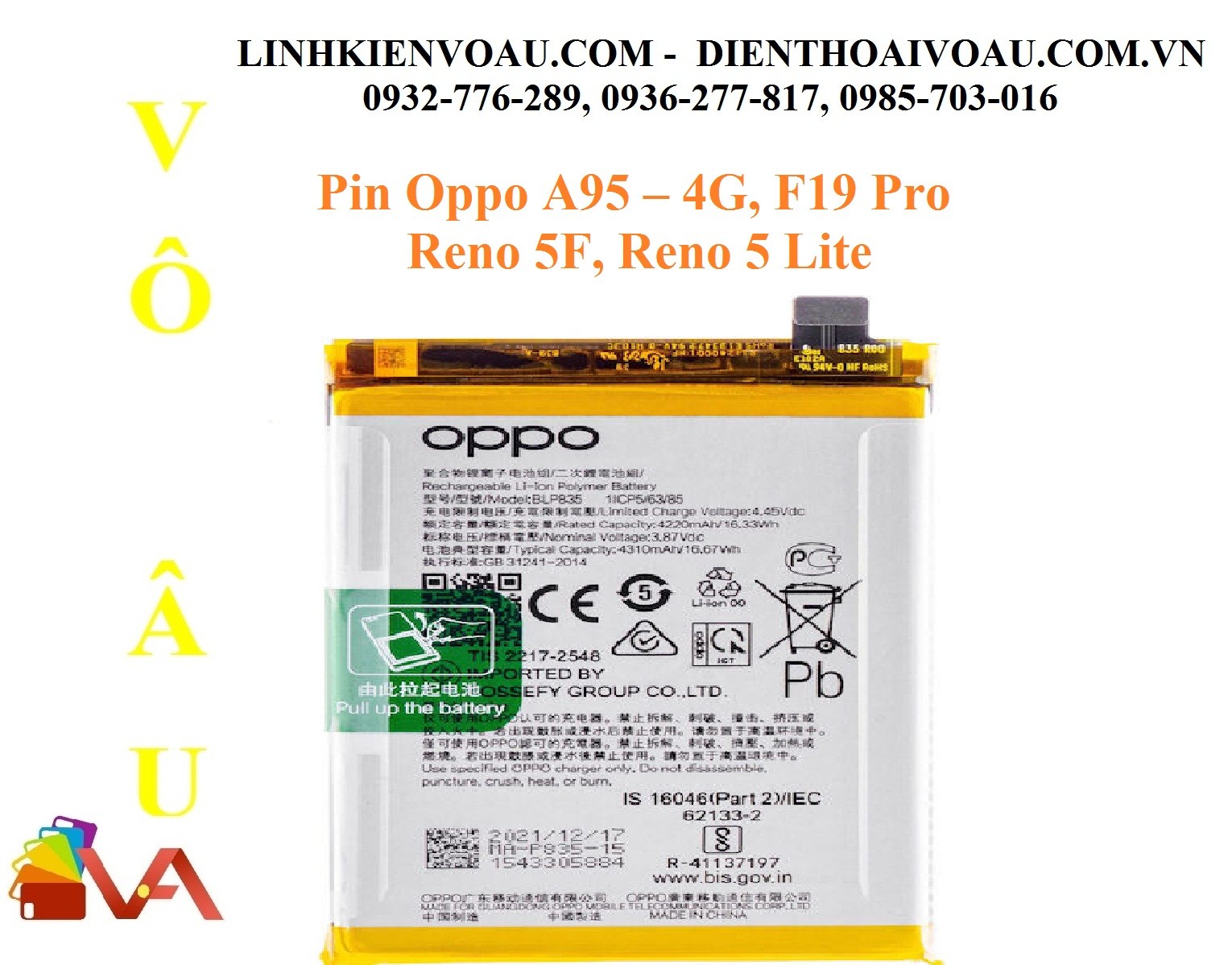 PIN OPPO BLP835 ( OPPO A94 5G, F19 PRO, RENO 5F, RENO 5 LITE)