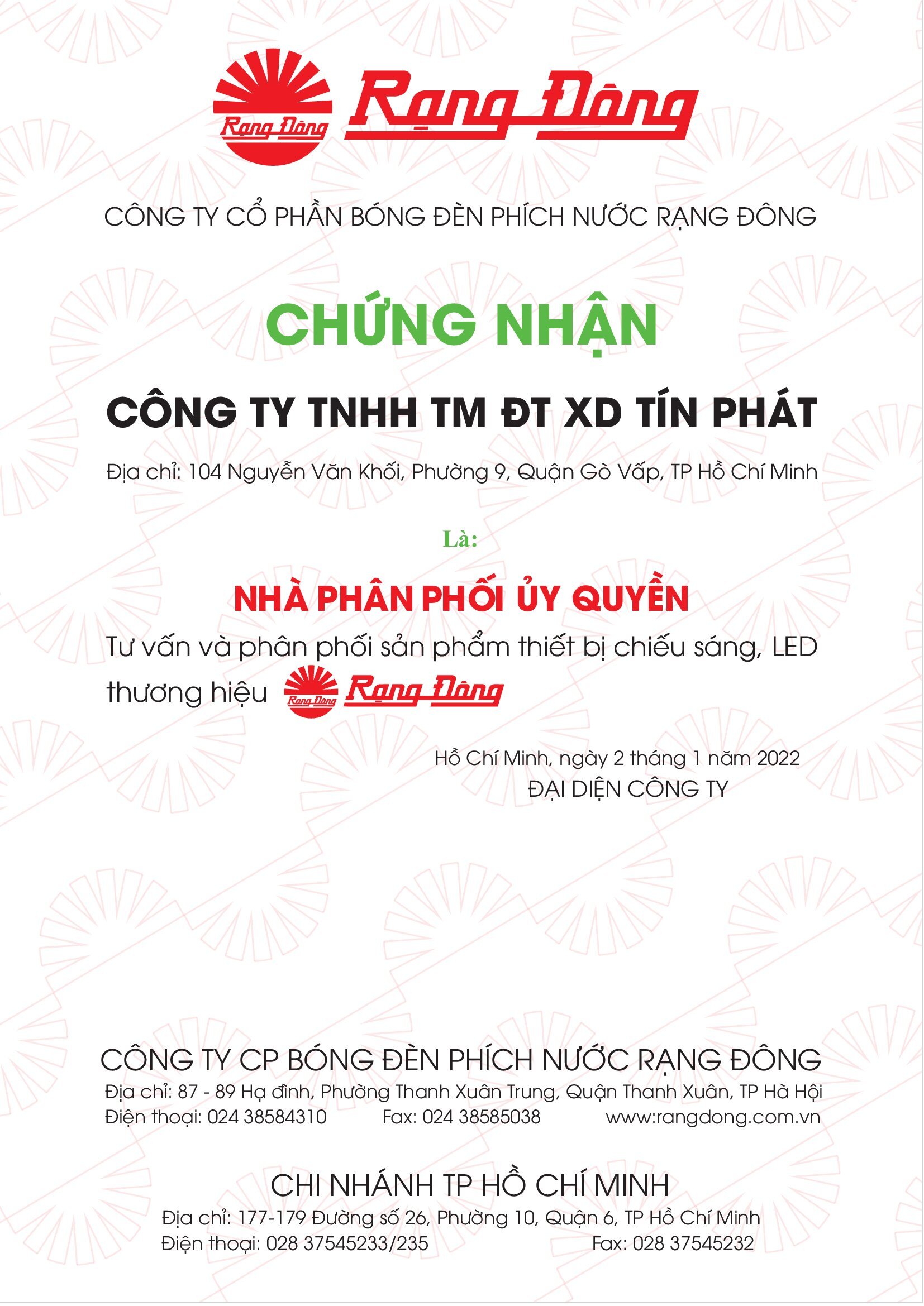 Tín Phát Electric - Nhà phân phối sản phẩm thiết bị chiếu sáng, Led thương hiệu Rạng Đông.