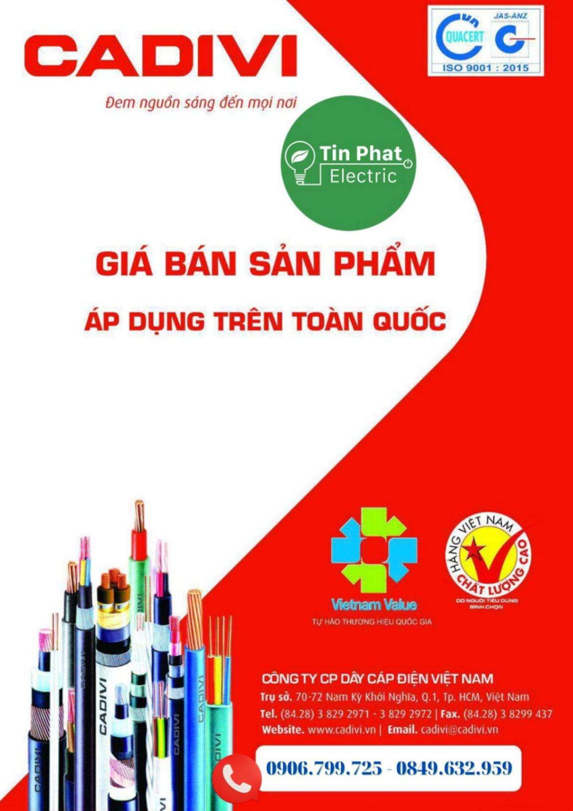 Bảng giá dây và cáp điện CADIVI mới nhất hiện nay ( Download Catalogue CADIVI )