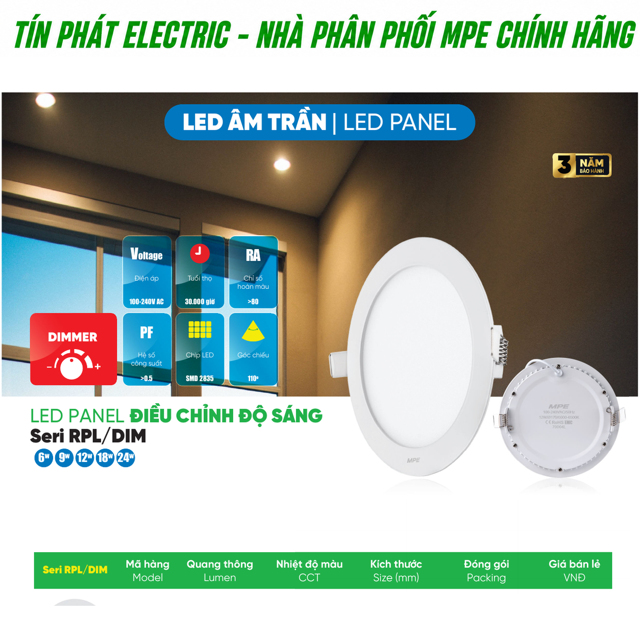 Bảng giá MPE Series RPL/DIM cho đại lý – Giá tốt theo cơ cấu đơn hàng
