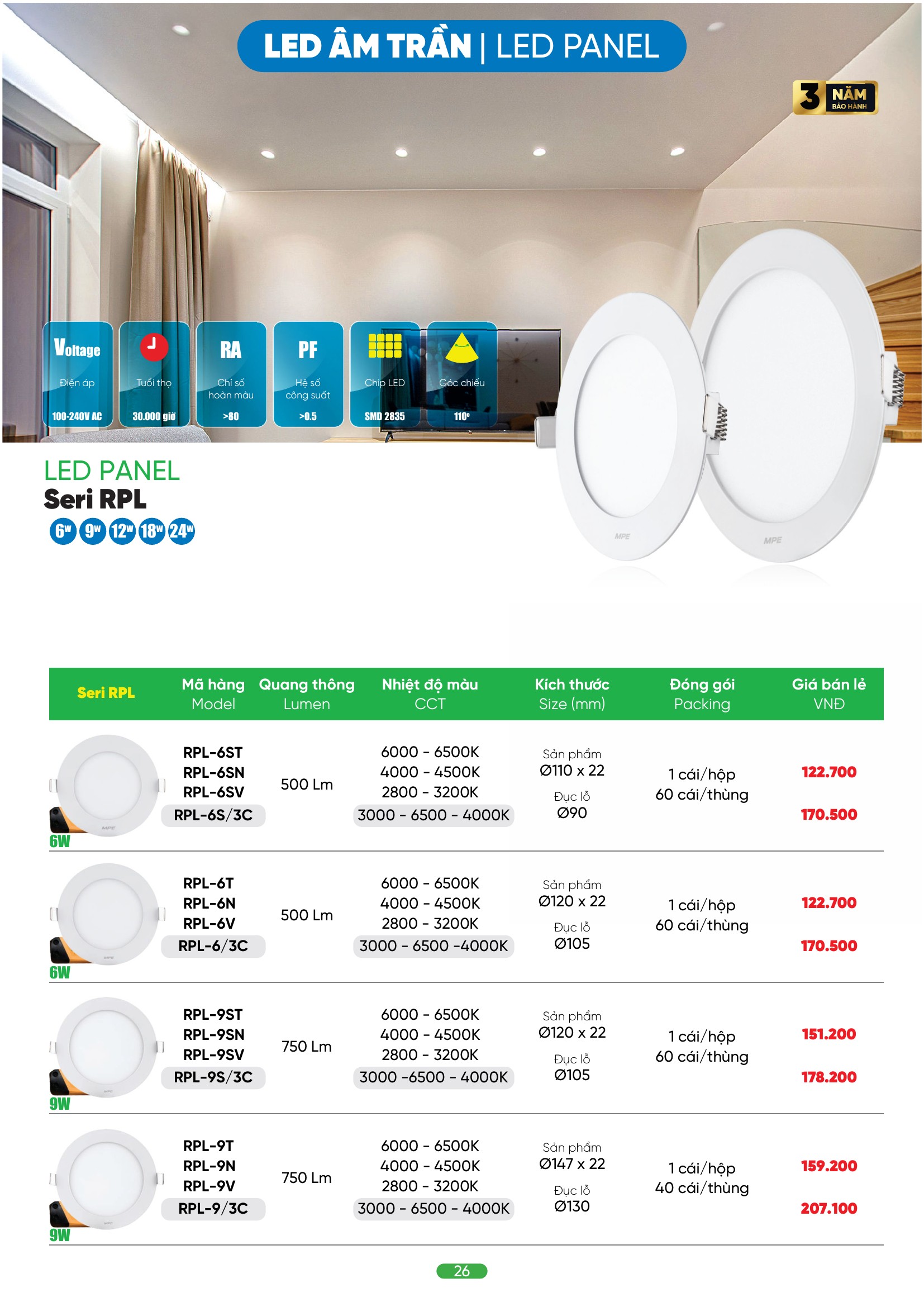 Cách chọn đèn LED âm trần cho gia đình từ phòng khách đến phòng ngủ