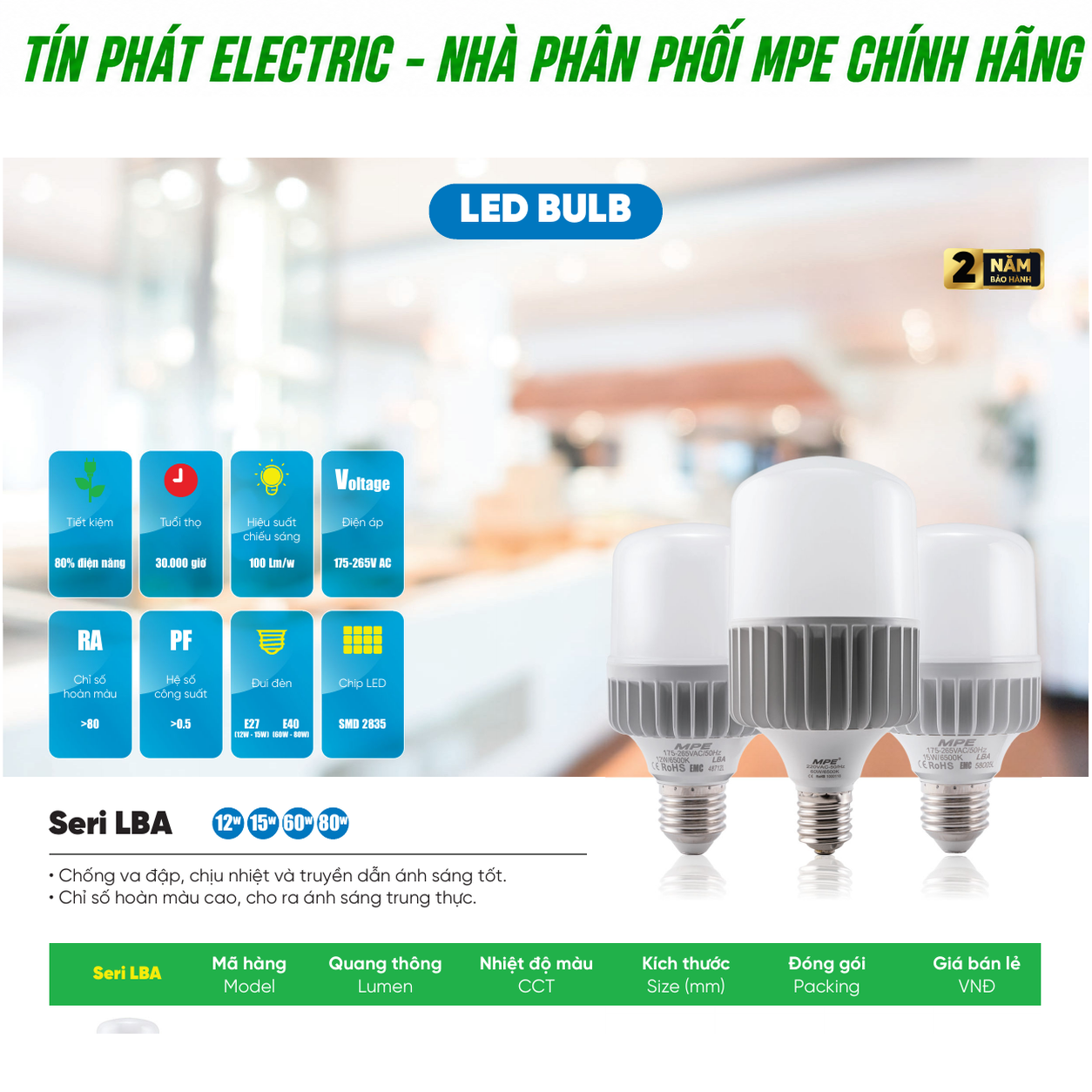 Mua LED Bulb MPE Series LBA – Cách chọn đúng sản phẩm cho nhu cầu thực tế