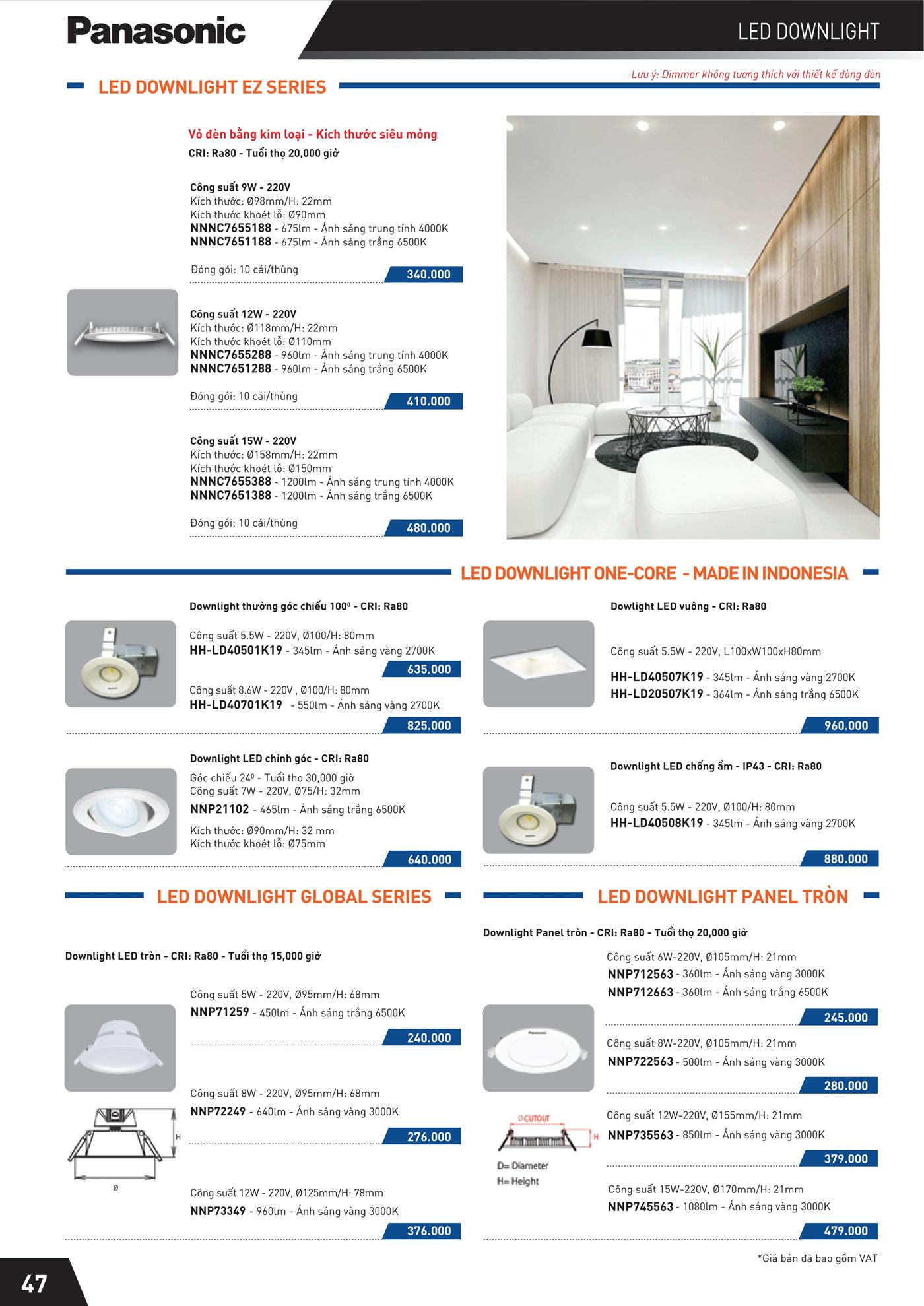 LED downlight 3W điều chỉnh góc, Ánh sáng trắng 6500K Panasonic NNNC7635088