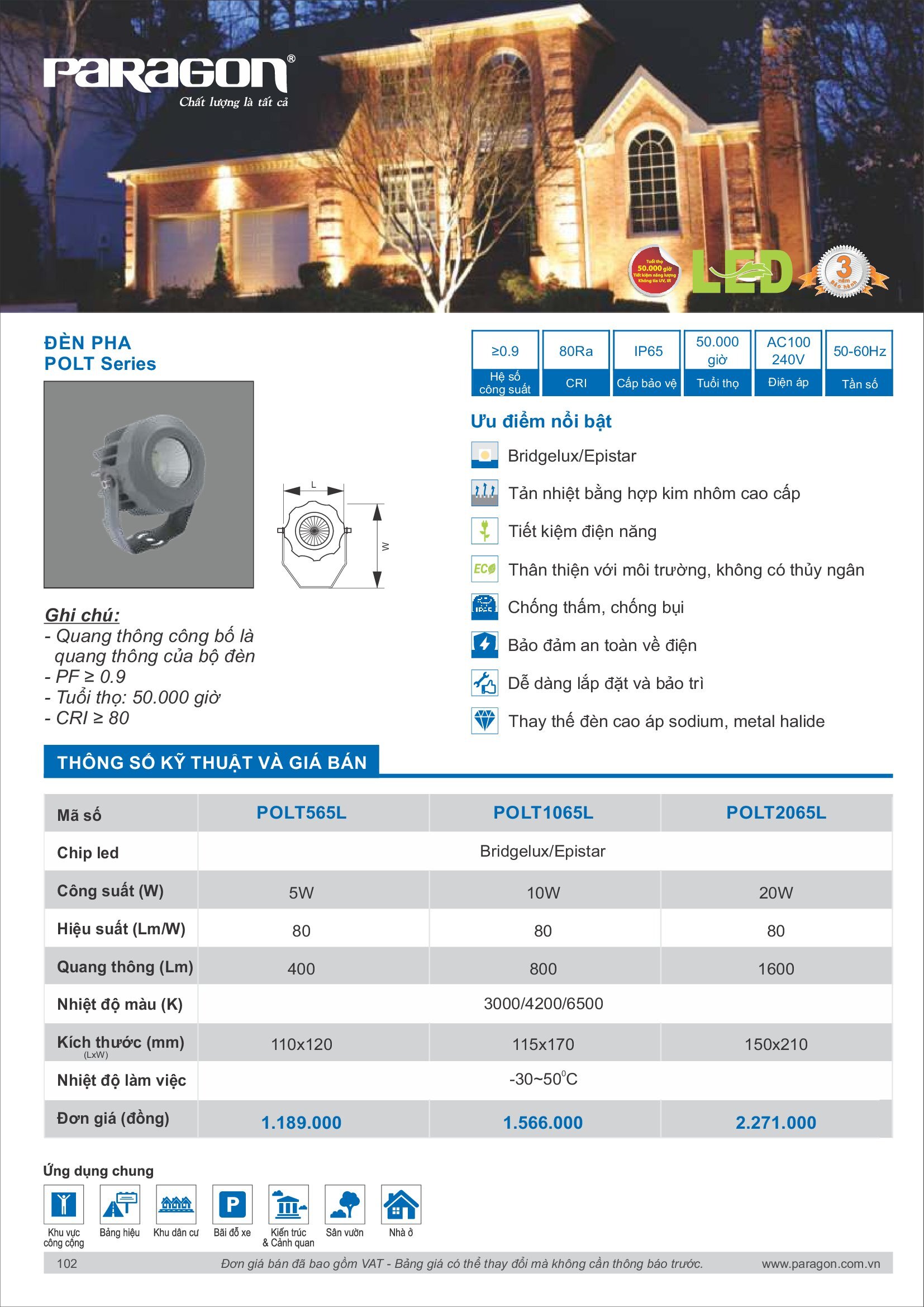 PARAGON Catalog đèn công nghiệp 2021-2022