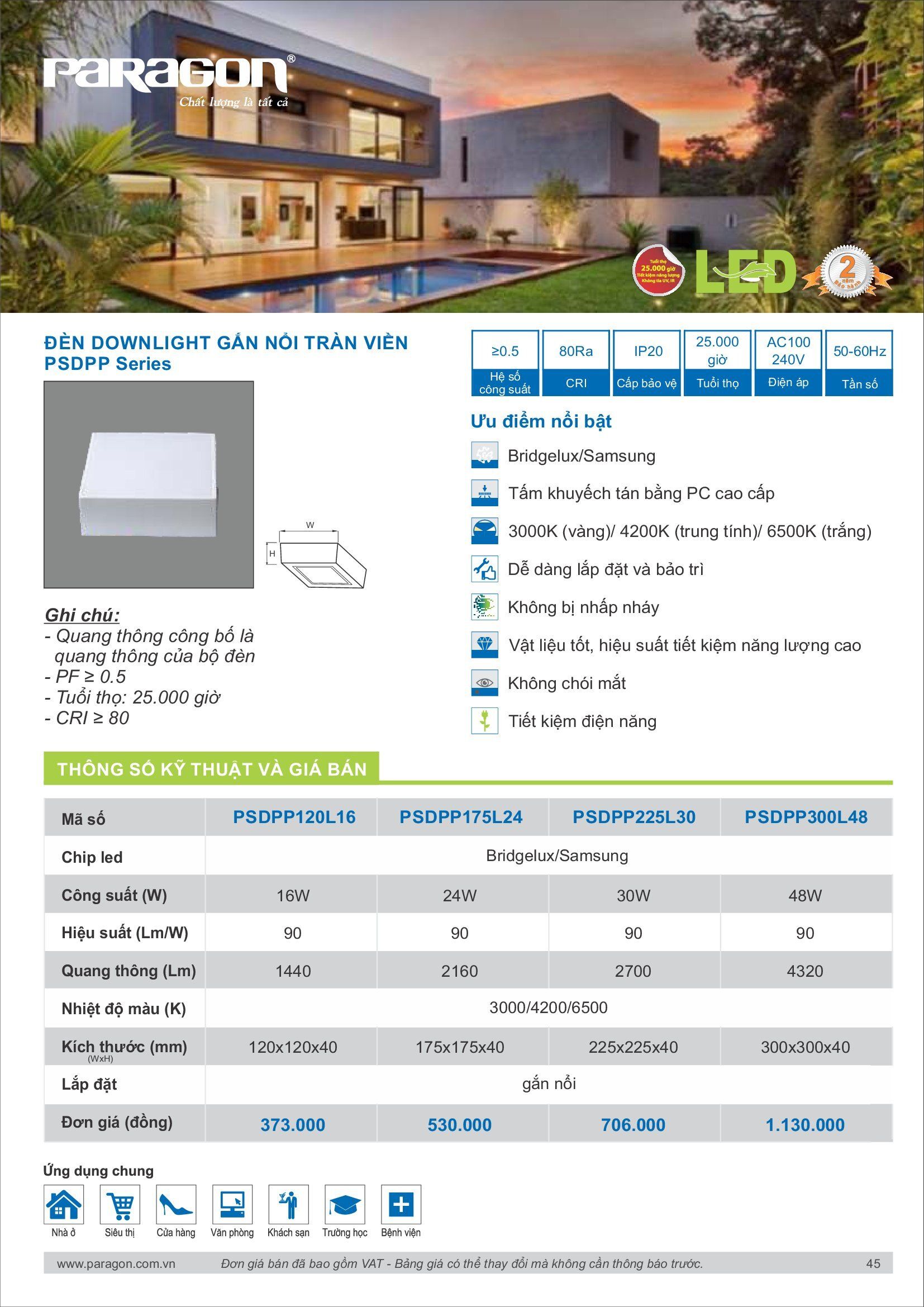 PARAGON Catalog đèn công nghiệp 2021-2022