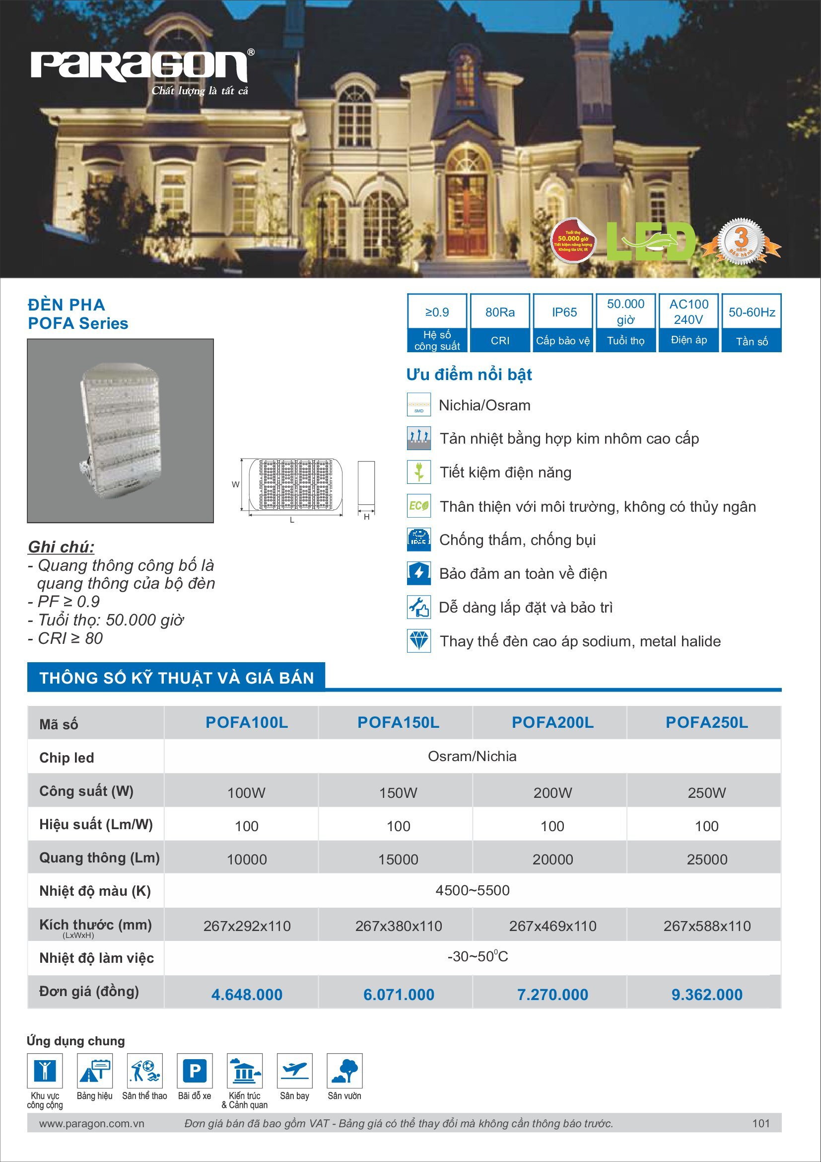 PARAGON Catalog đèn công nghiệp 2021-2022