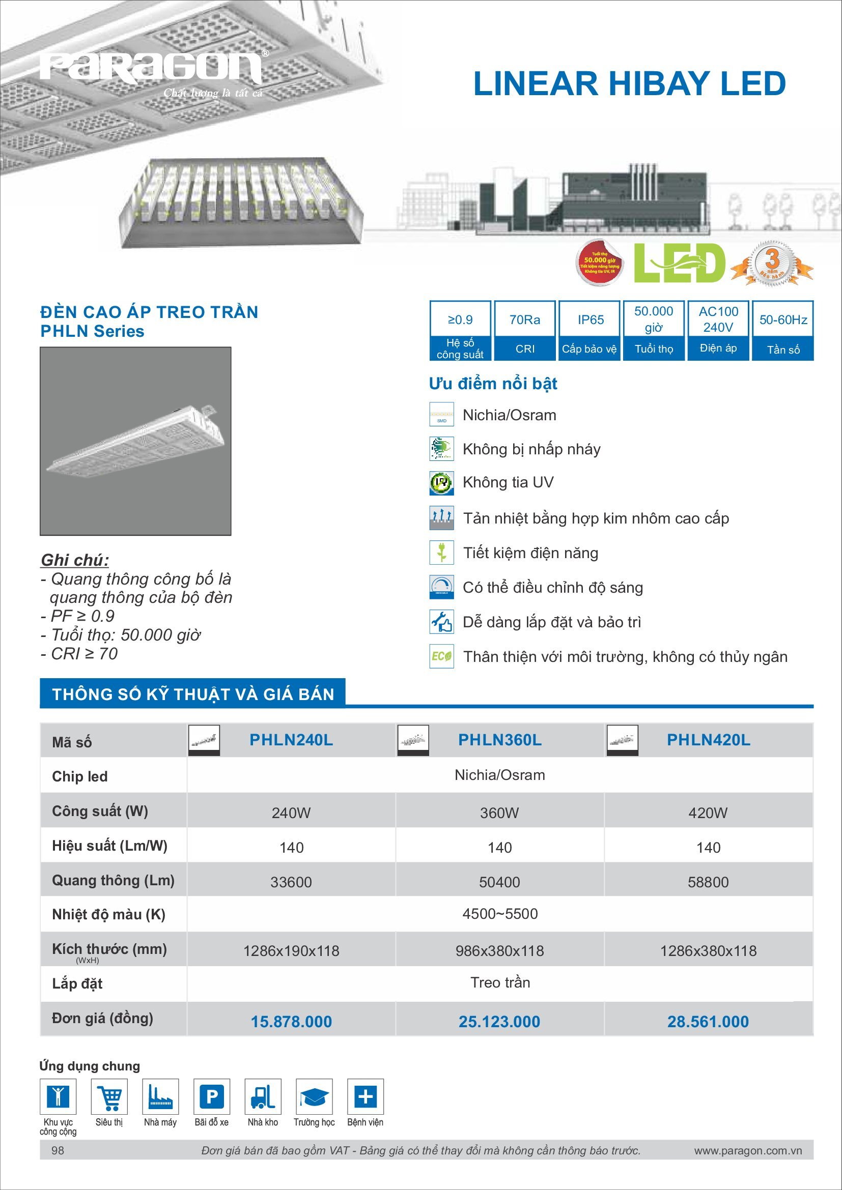 PARAGON Catalog đèn công nghiệp 2021-2022