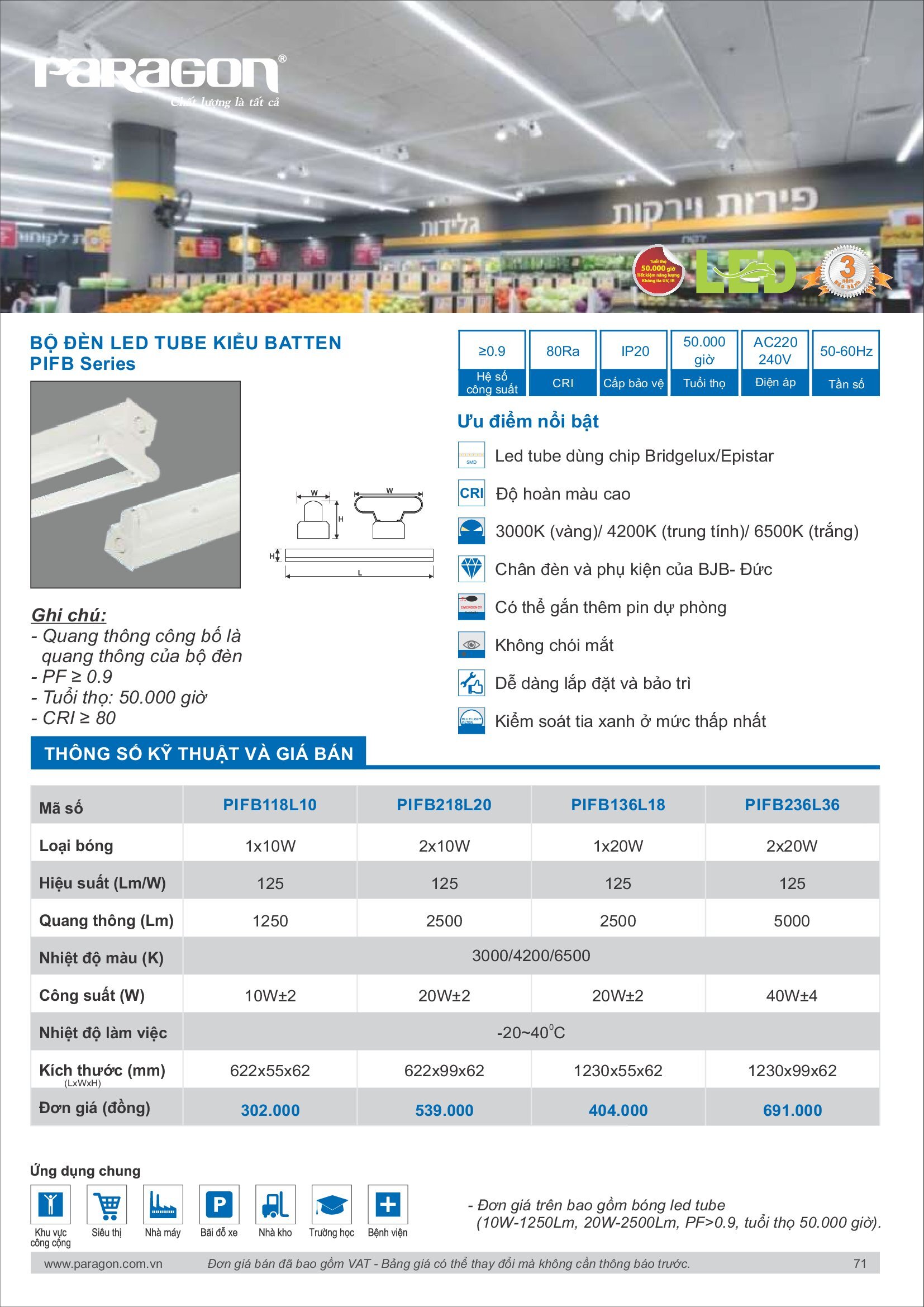 PARAGON Catalog đèn công nghiệp 2021-2022