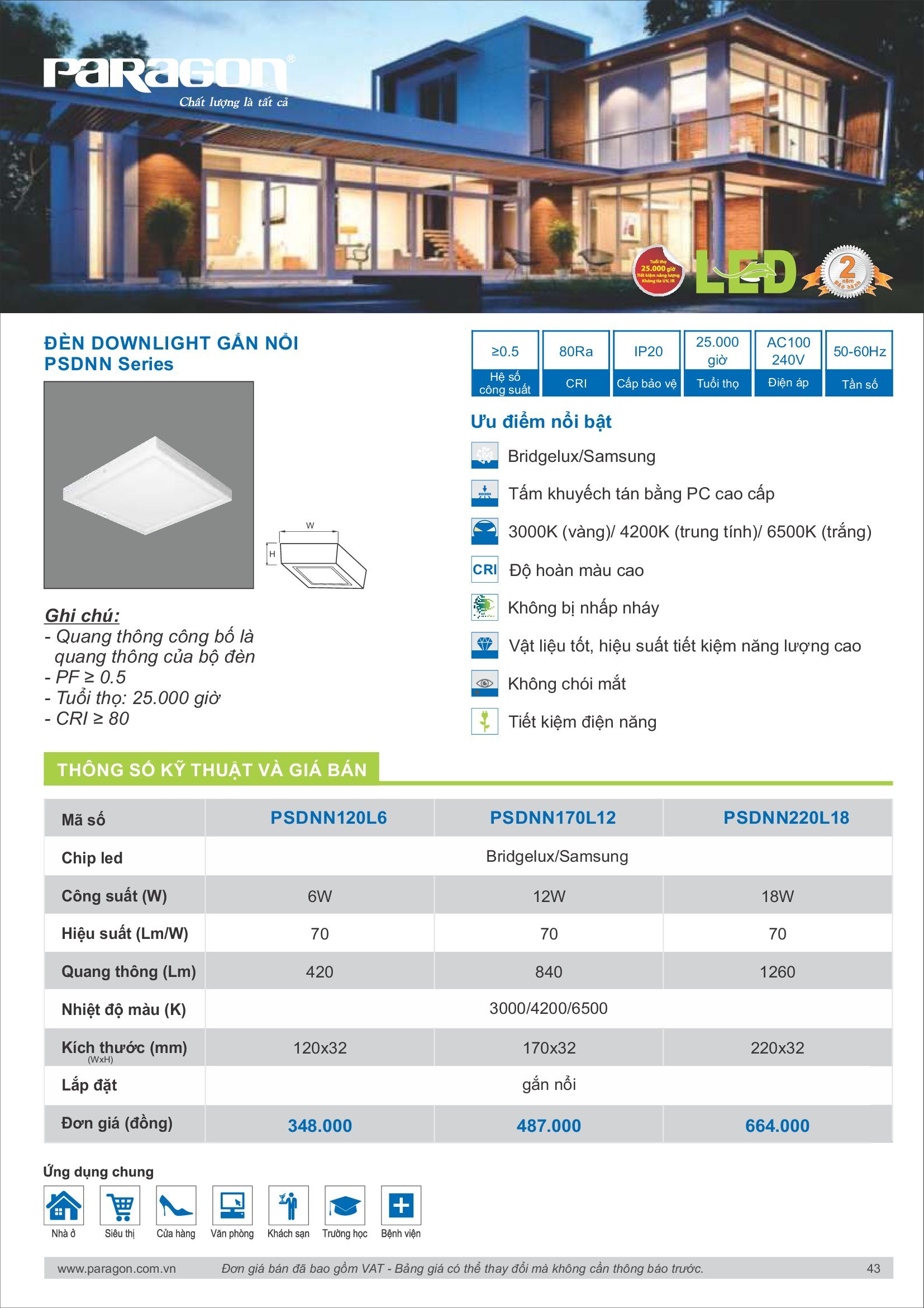 PARAGON Catalog đèn công nghiệp 2021-2022