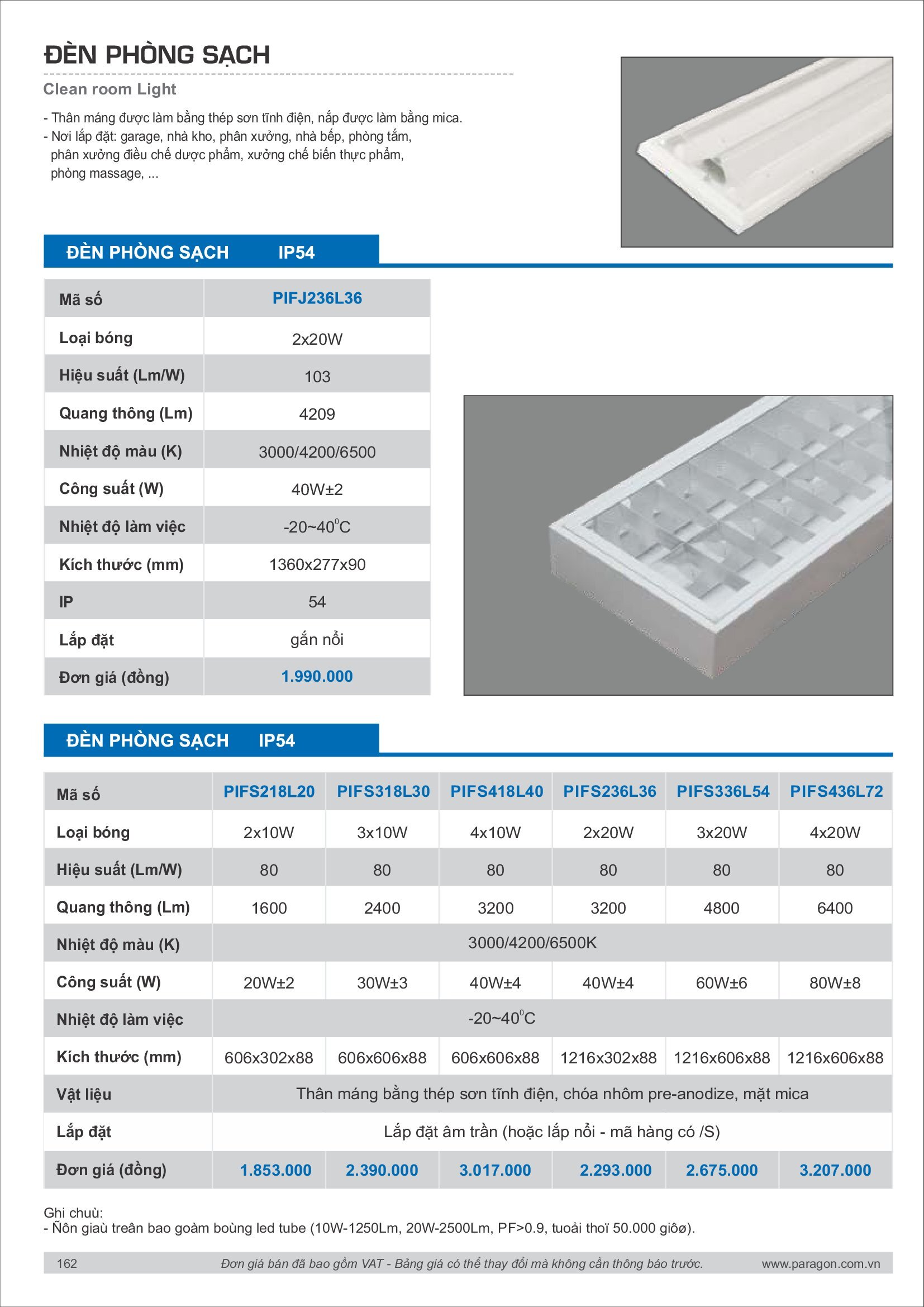 PARAGON Catalog đèn công nghiệp 2021-2022