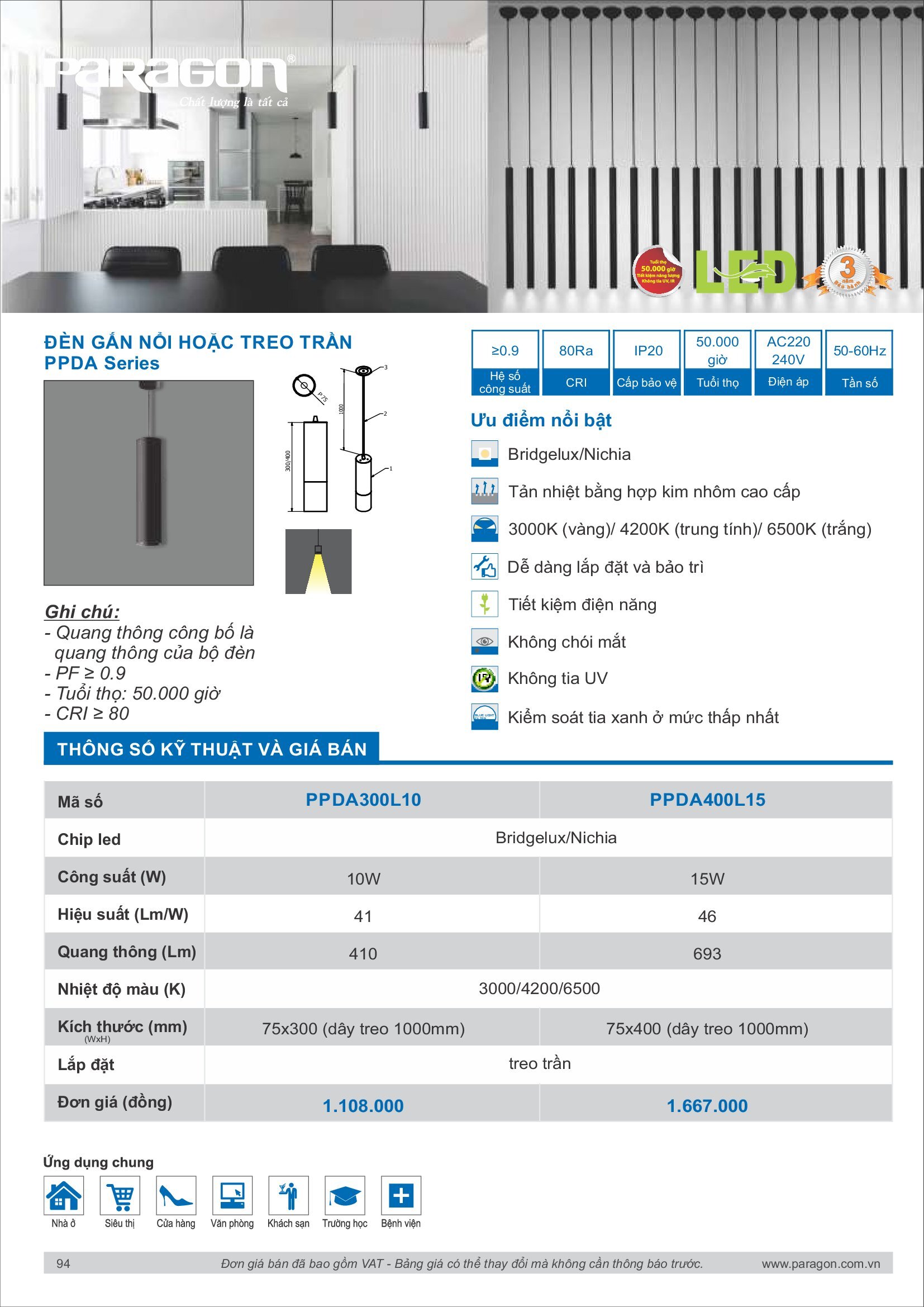 PARAGON Catalog đèn công nghiệp 2021-2022