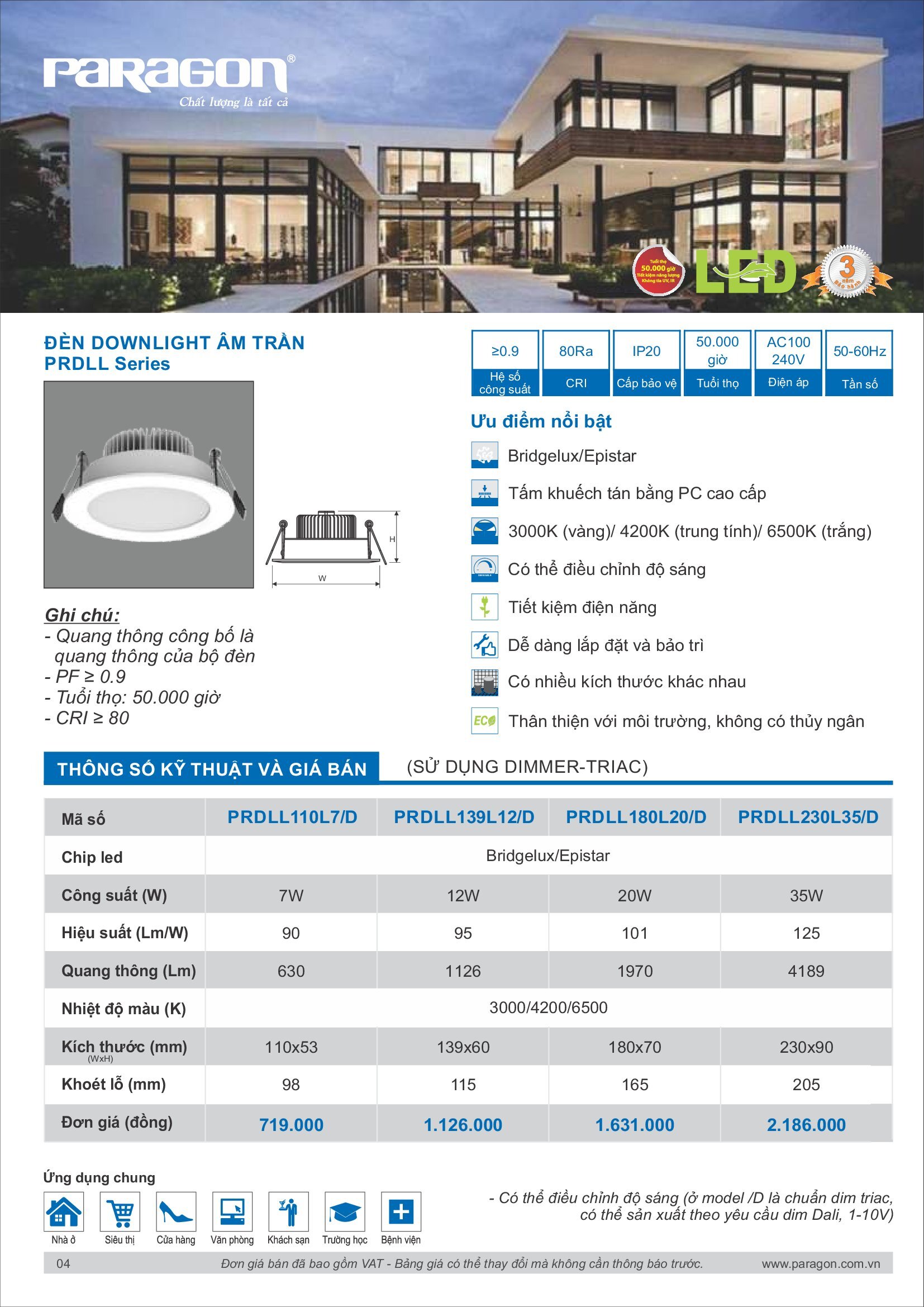 PARAGON Catalog đèn công nghiệp 2021-2022