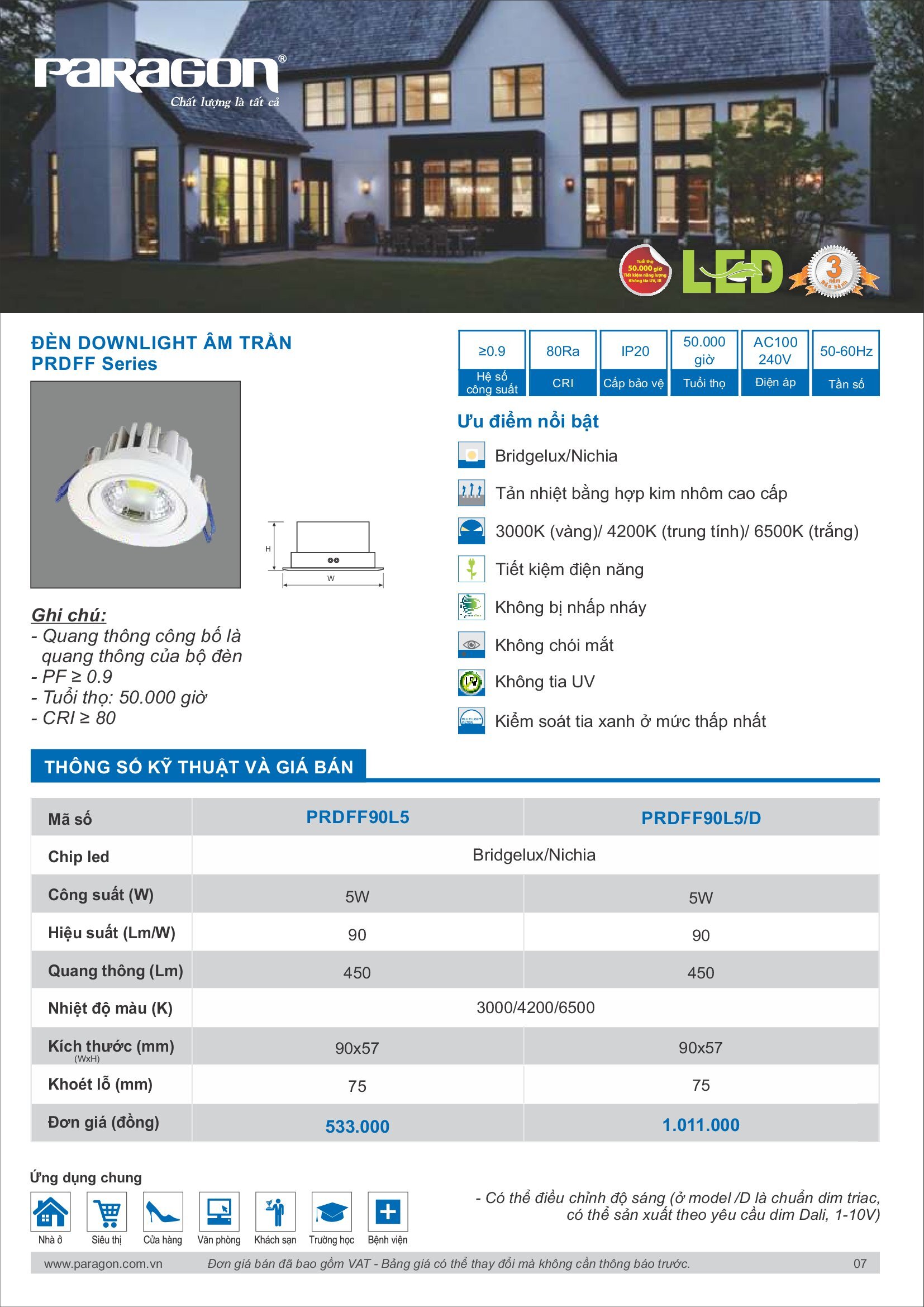 PARAGON Catalog đèn công nghiệp 2021-2022