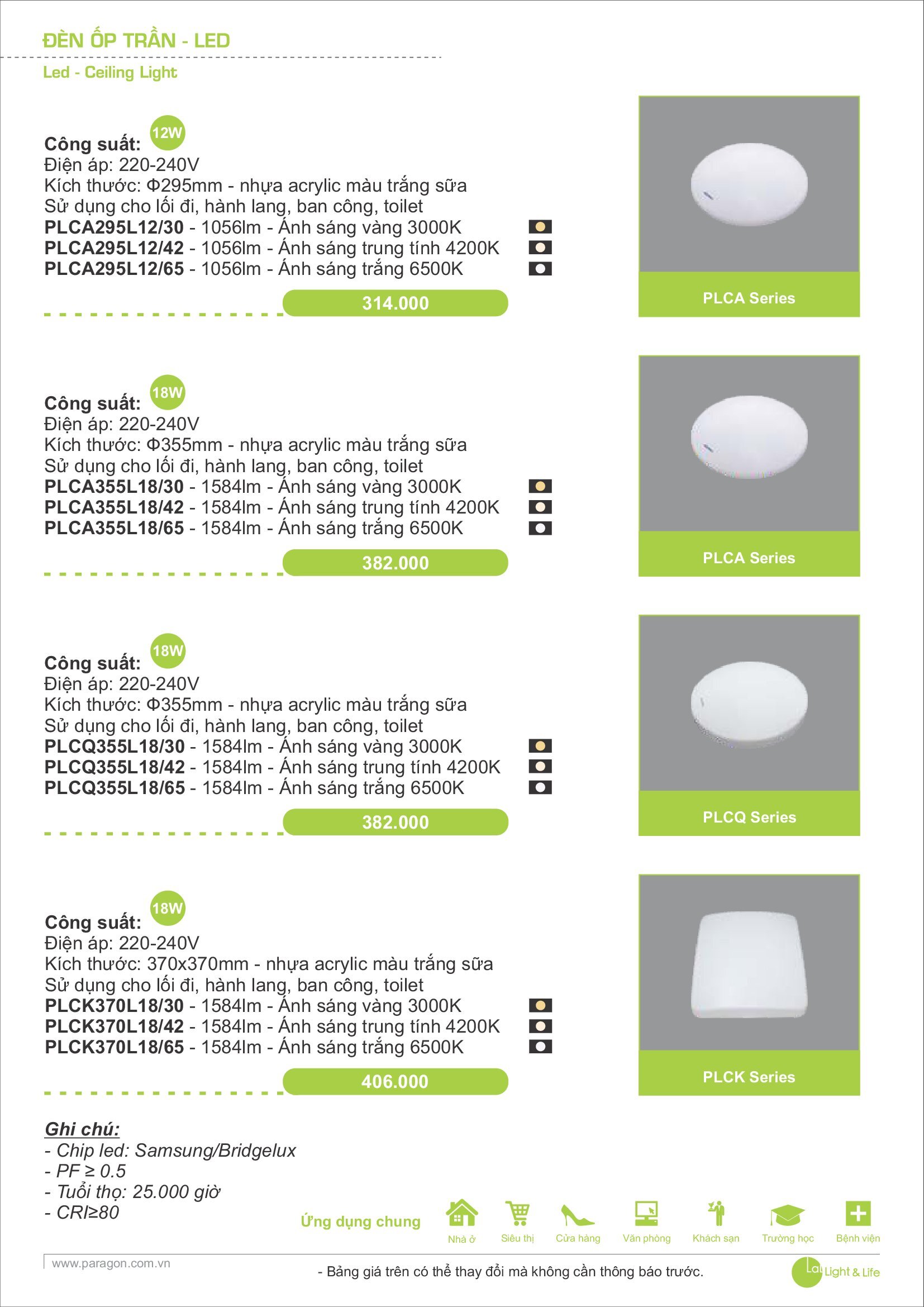 PARAGON Catalugue Đèn Dân dụng 2021-2022
