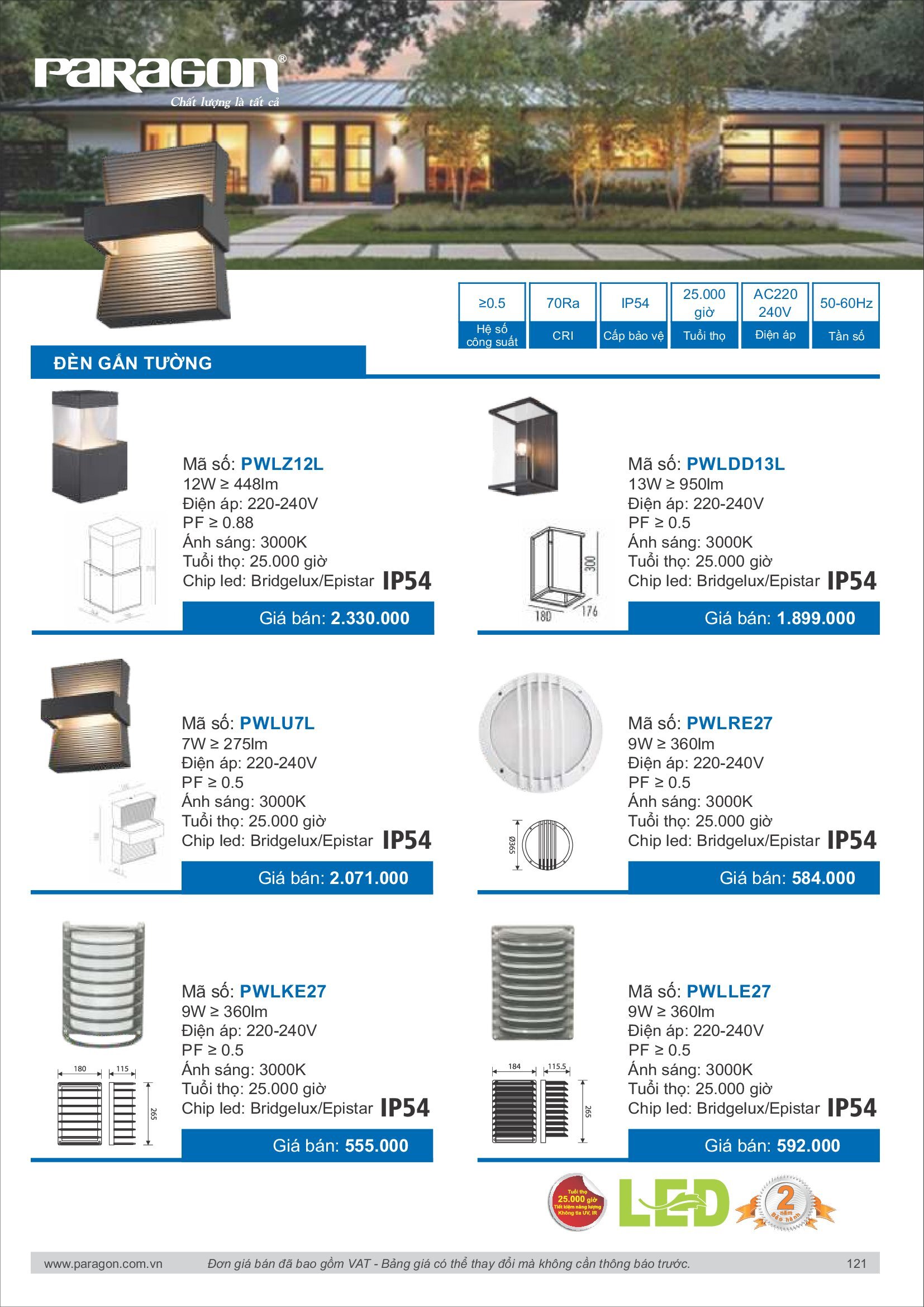 PARAGON Catalog đèn công nghiệp 2021-2022