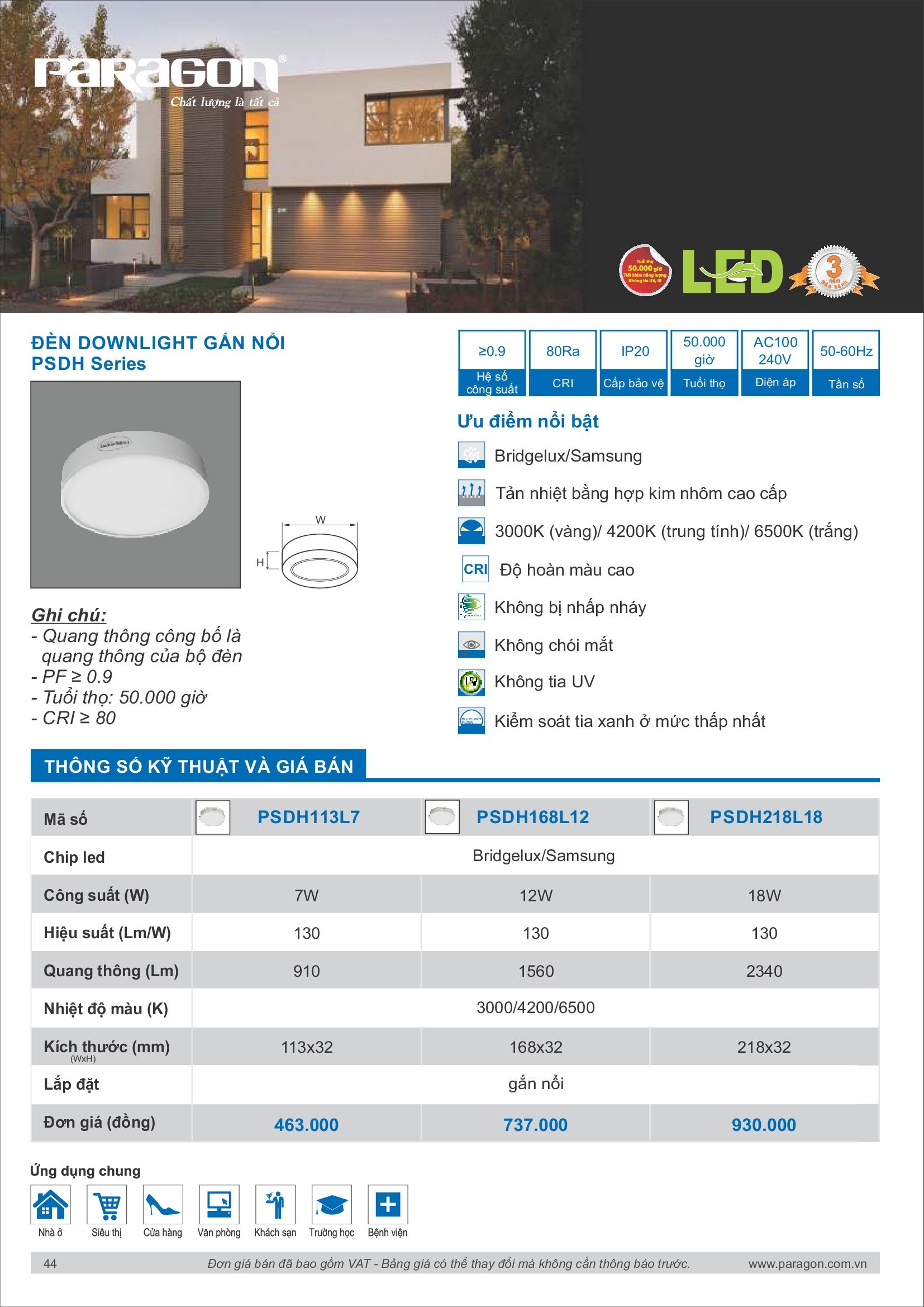 PARAGON Catalog đèn công nghiệp 2021-2022