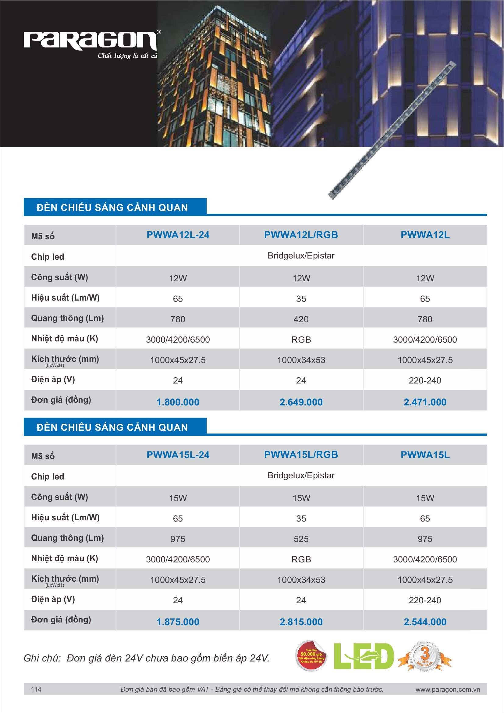 PARAGON Catalog đèn công nghiệp 2021-2022