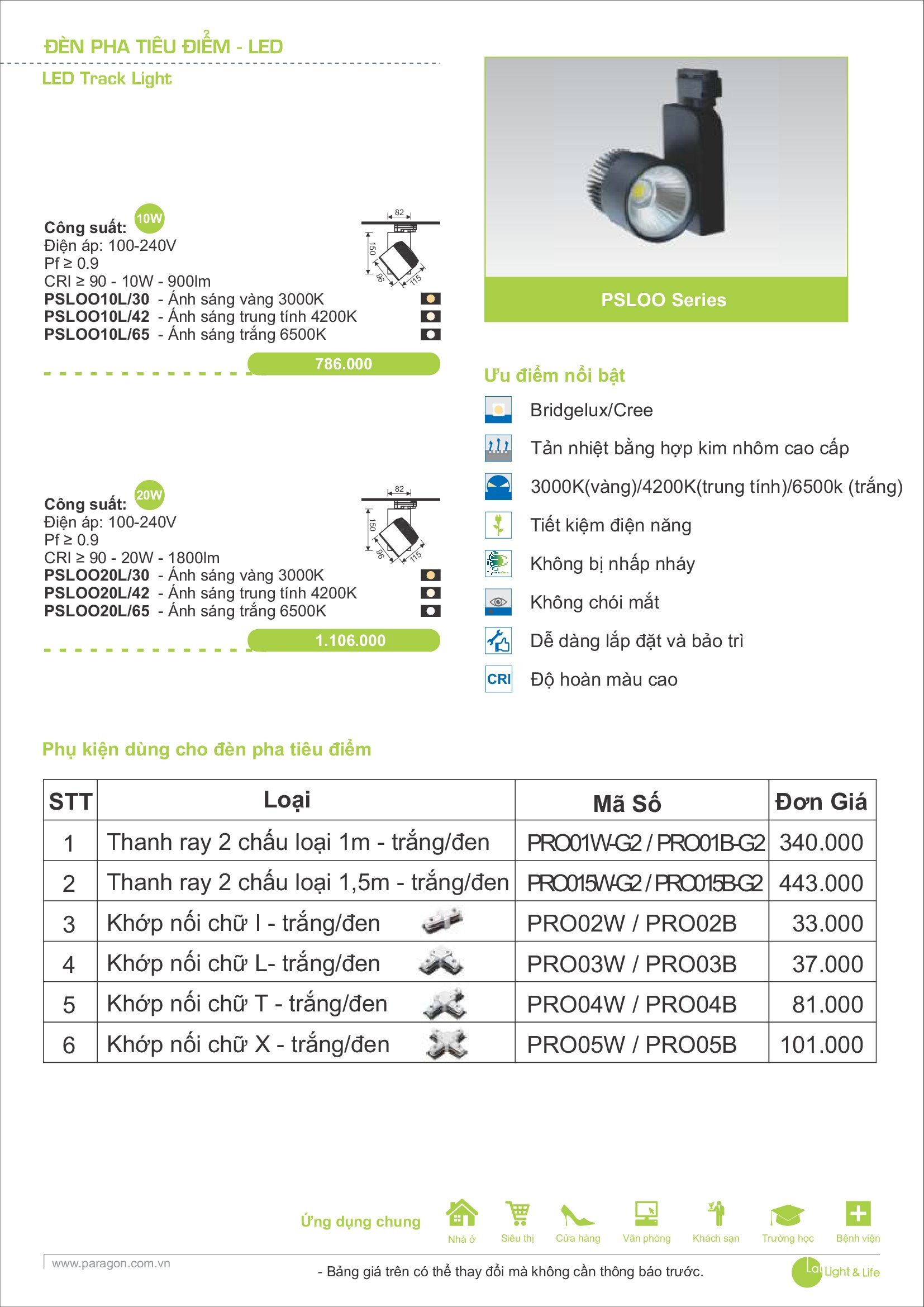 PARAGON Catalugue Đèn Dân dụng 2021-2022