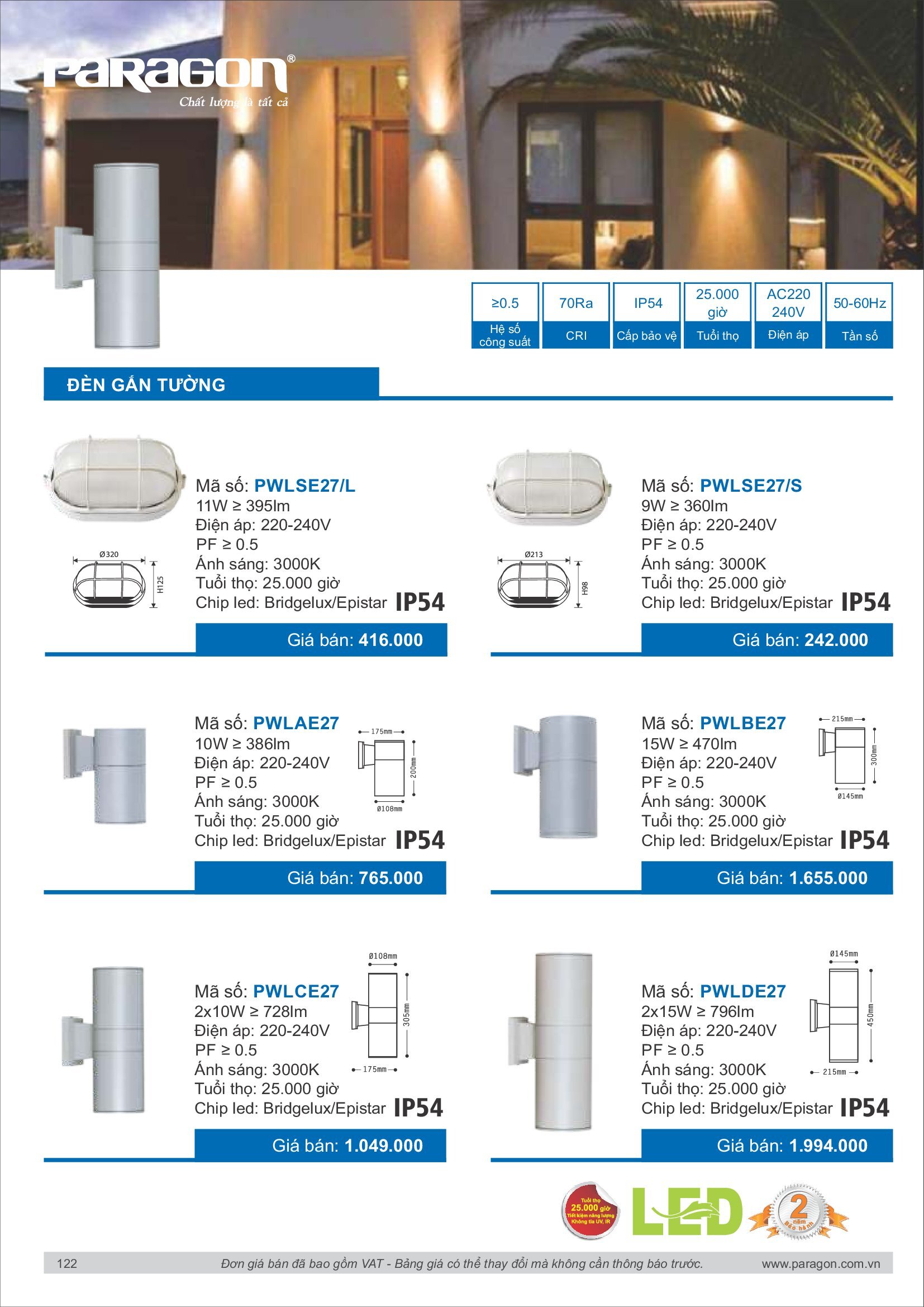 PARAGON Catalog đèn công nghiệp 2021-2022