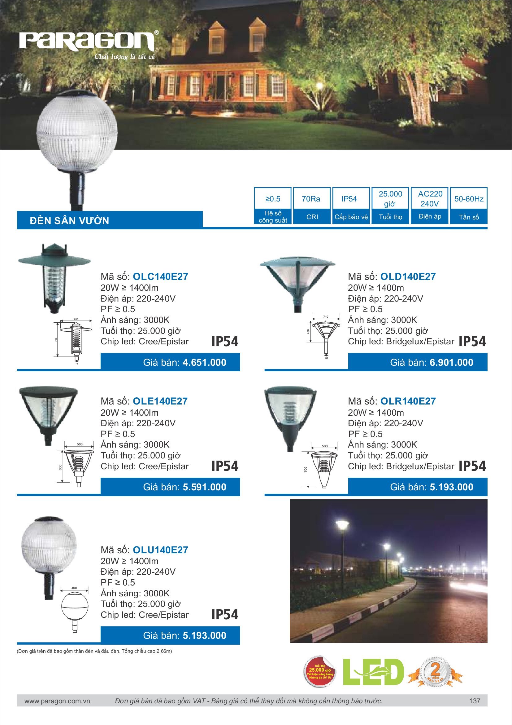 PARAGON Catalog đèn công nghiệp 2021-2022