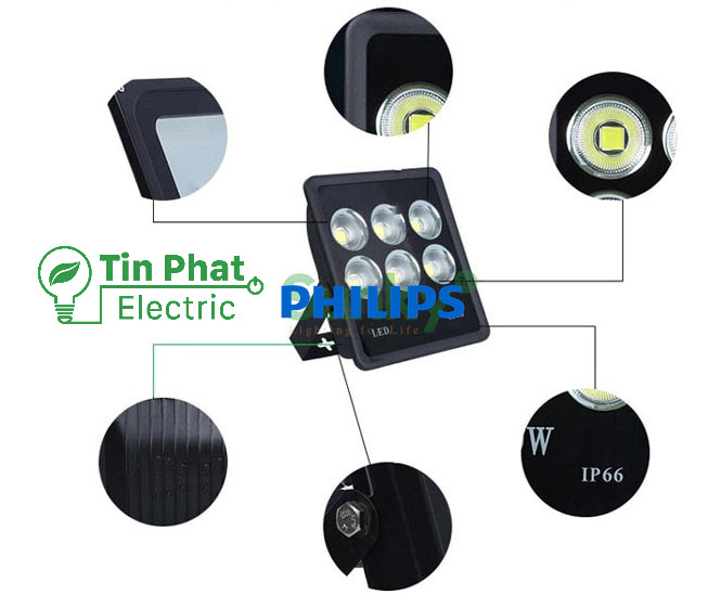 Đèn pha ly 200w IP66, Chip Lumileds Philips SMD 3030, Nguồn PHILIPS, Ánh sáng Trắng 6000K