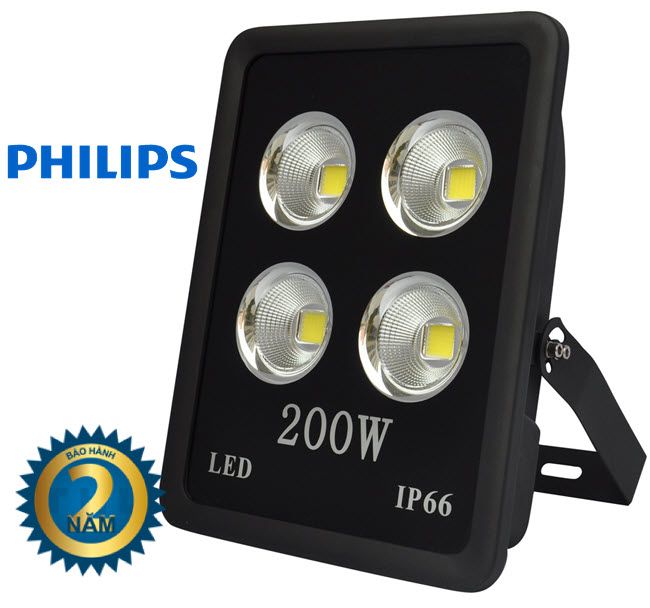 Đèn pha ly 200w IP66, Chip Lumileds Philips SMD 3030, Nguồn PHILIPS, Ánh sáng Trắng 6000K