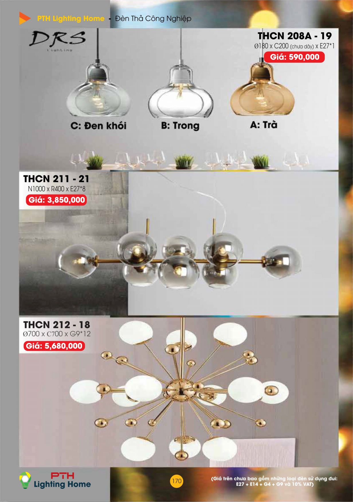 170 - Đèn Thả Cà Phê Công Nghiệp Lighting Home - Catalogue 2023