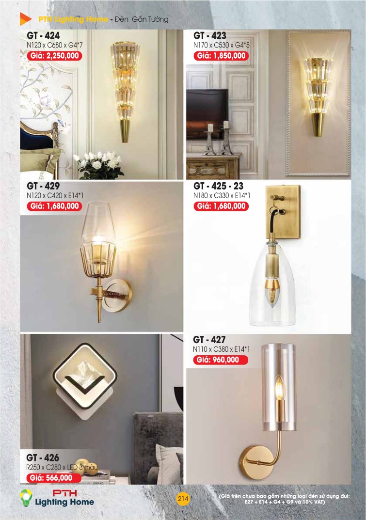 214 - Đèn gắn tường Lighting Home