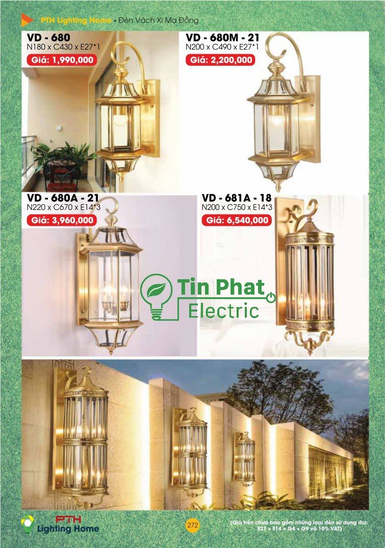 272 Đèn Vách Xi Mạ Đồng Lighting Home