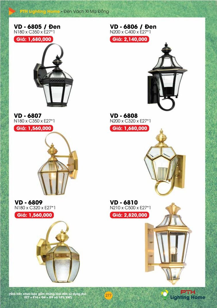 277 Đèn Vách Xi Mạ Đồng Lighting Home