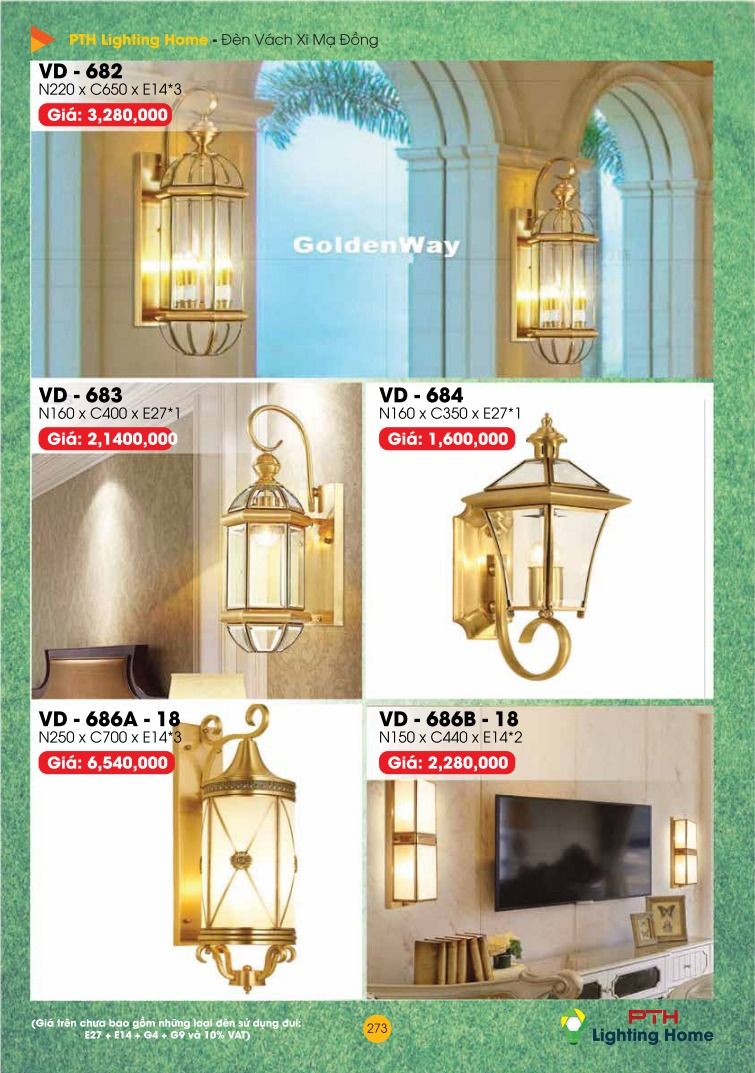 273 Đèn Vách Xi Mạ Đồng Lighting Home