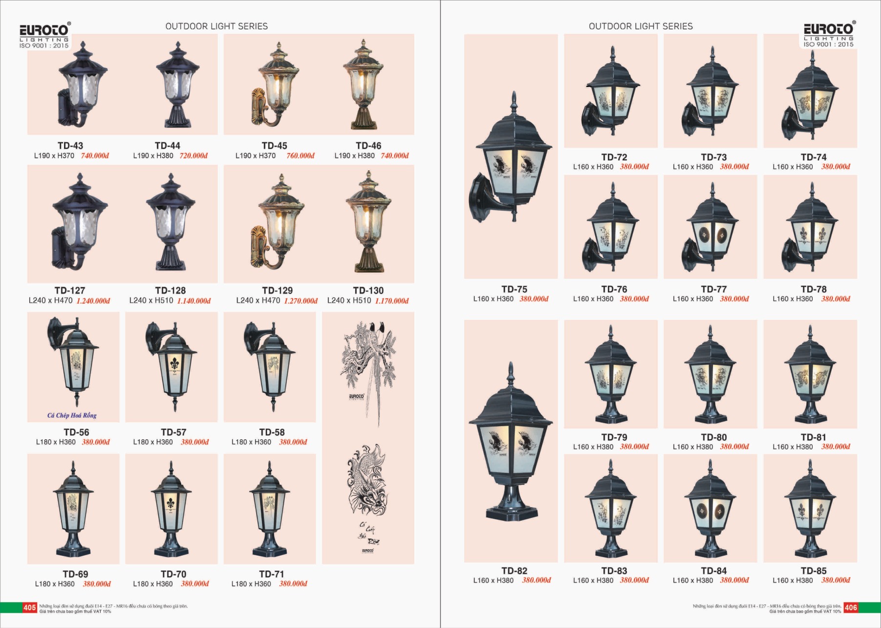 Bảng giá Đèn Trang Trí EUROTO Lighting (Catalogue 2023-2024)