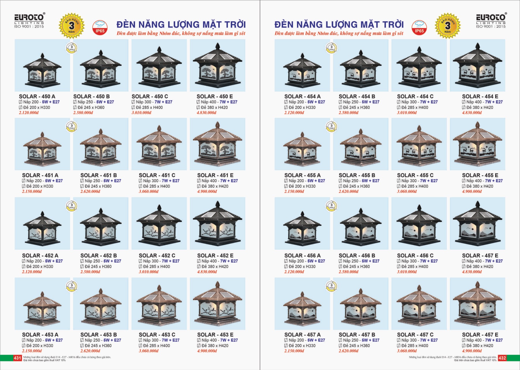 Bảng giá Đèn Trang Trí EUROTO Lighting (Catalogue 2023-2024)