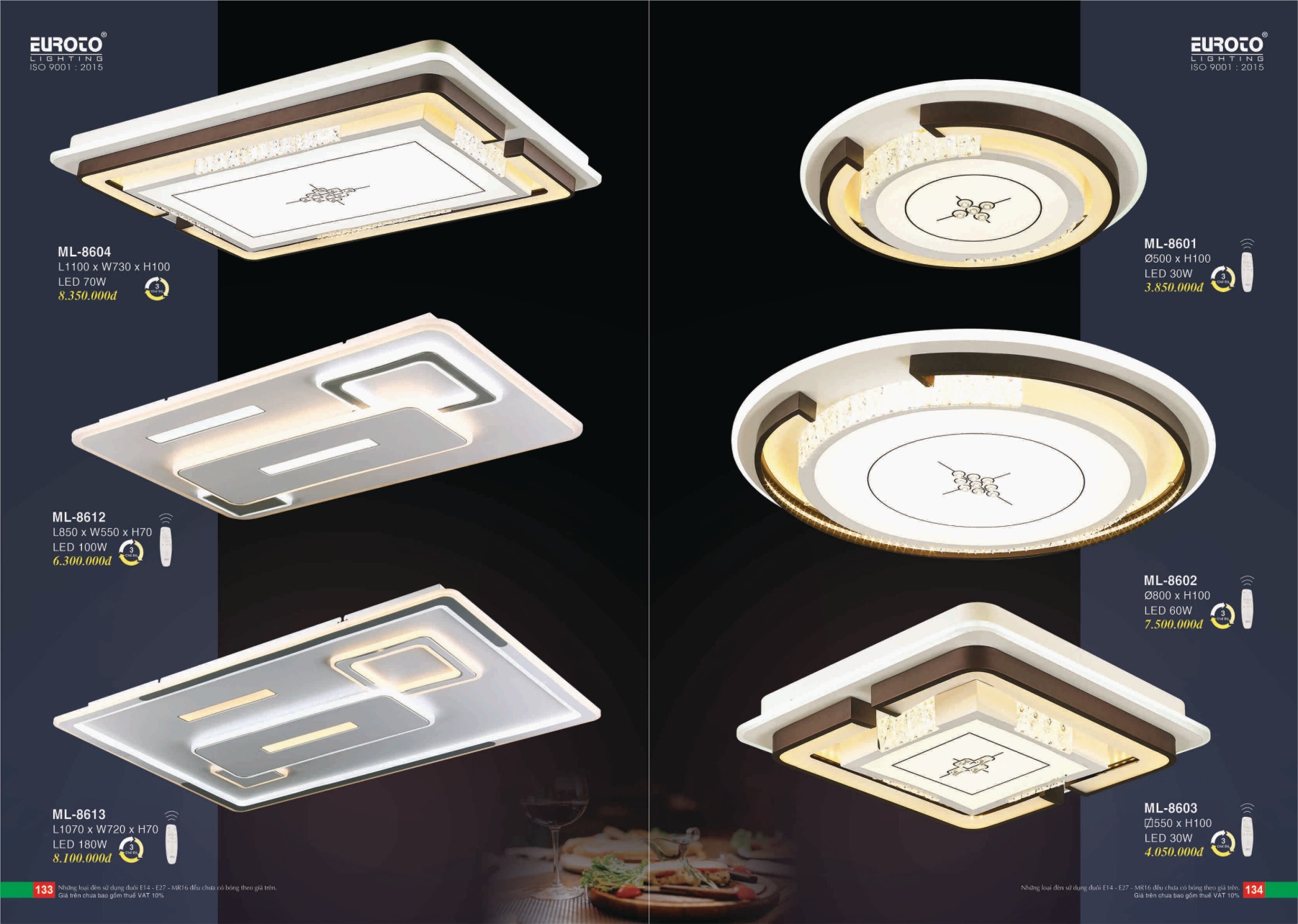 Bảng giá Đèn Trang Trí EUROTO Lighting (Catalogue 2023-2024)