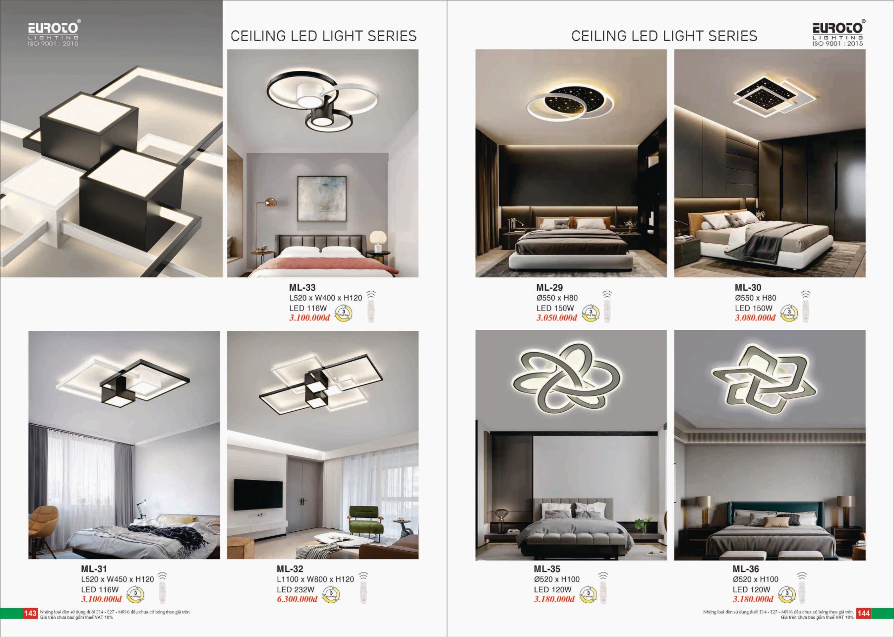 Bảng giá Đèn Trang Trí EUROTO Lighting (Catalogue 2023-2024)