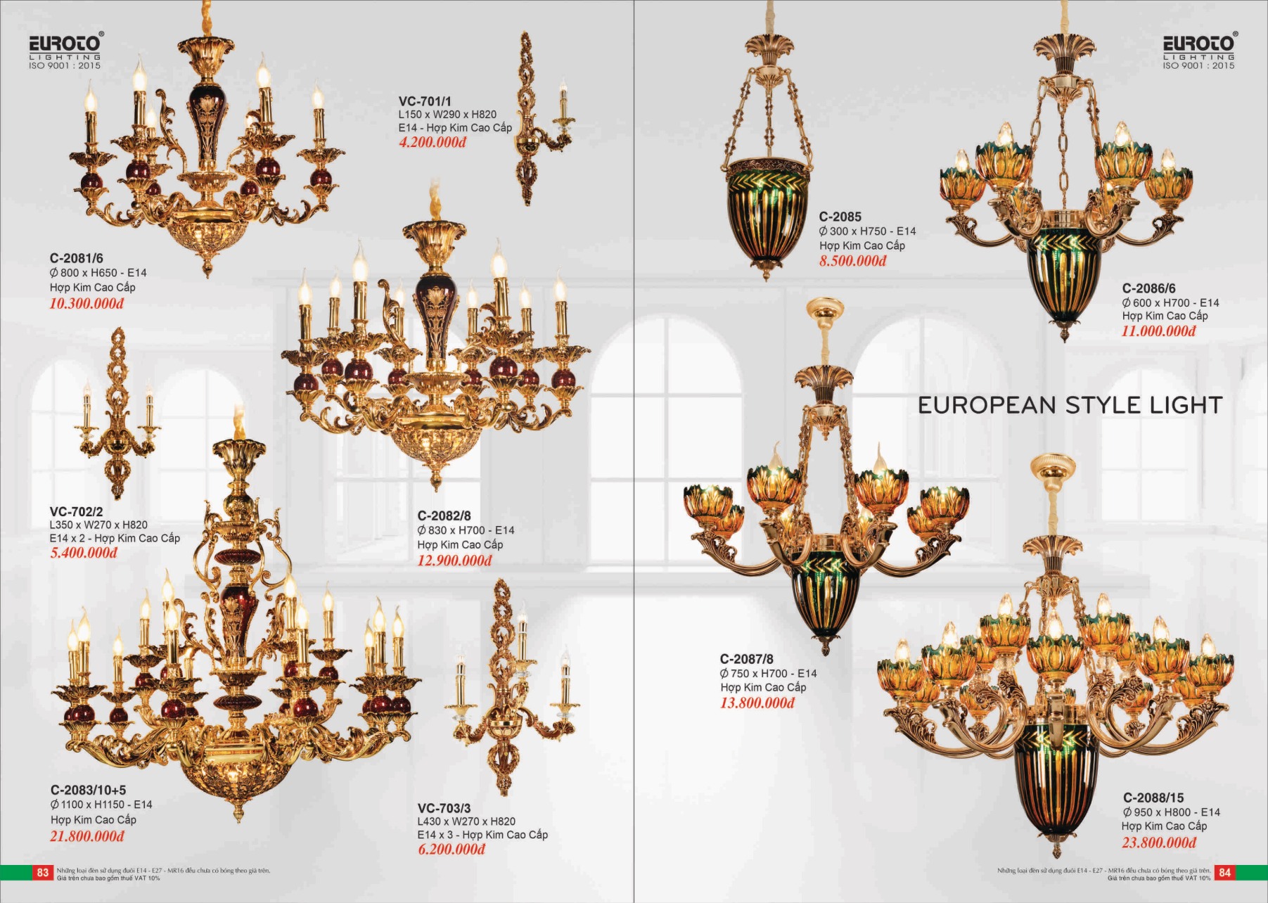 Bảng giá Đèn Trang Trí EUROTO Lighting (Catalogue 2023-2024)