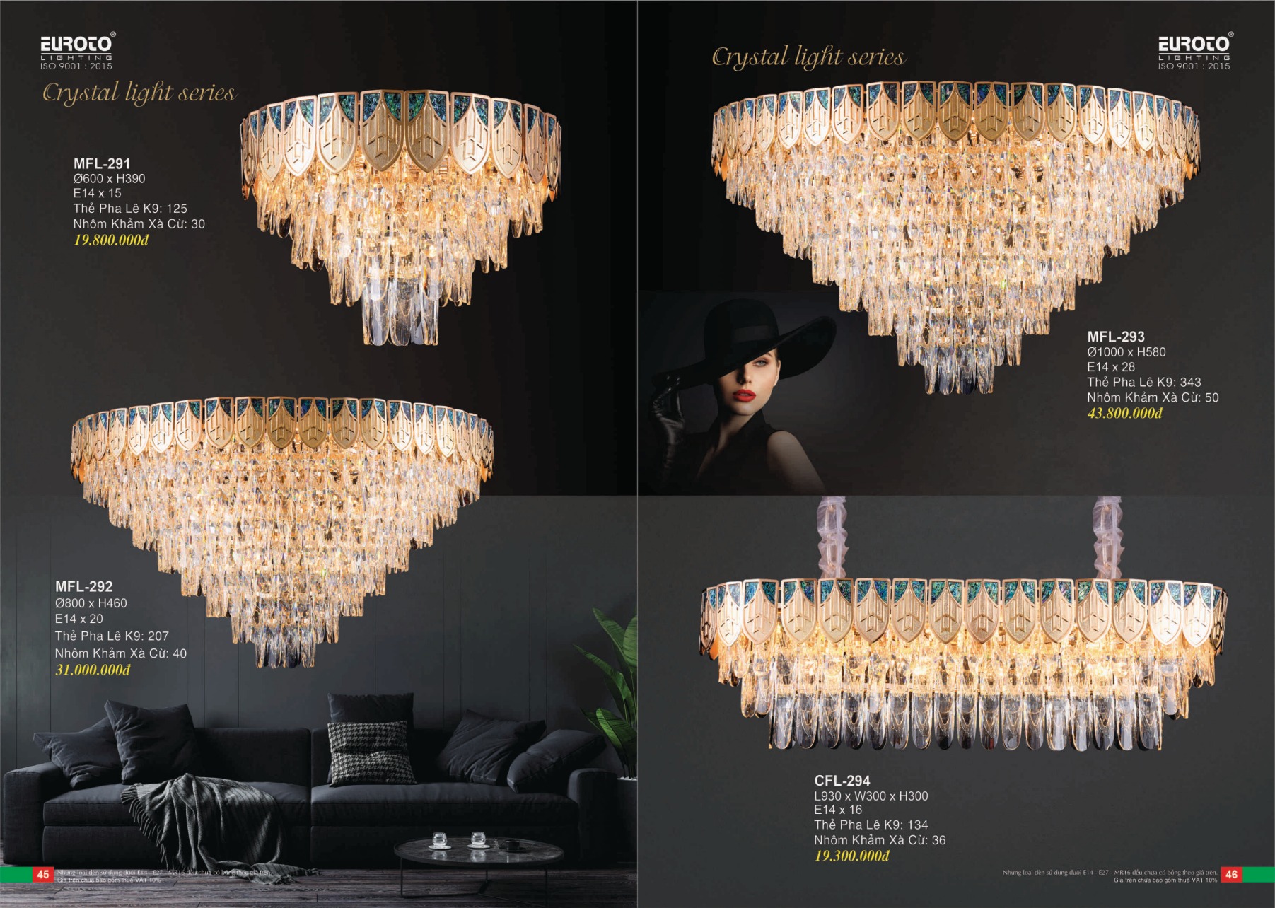 Bảng giá Đèn Trang Trí EUROTO Lighting (Catalogue 2023-2024)