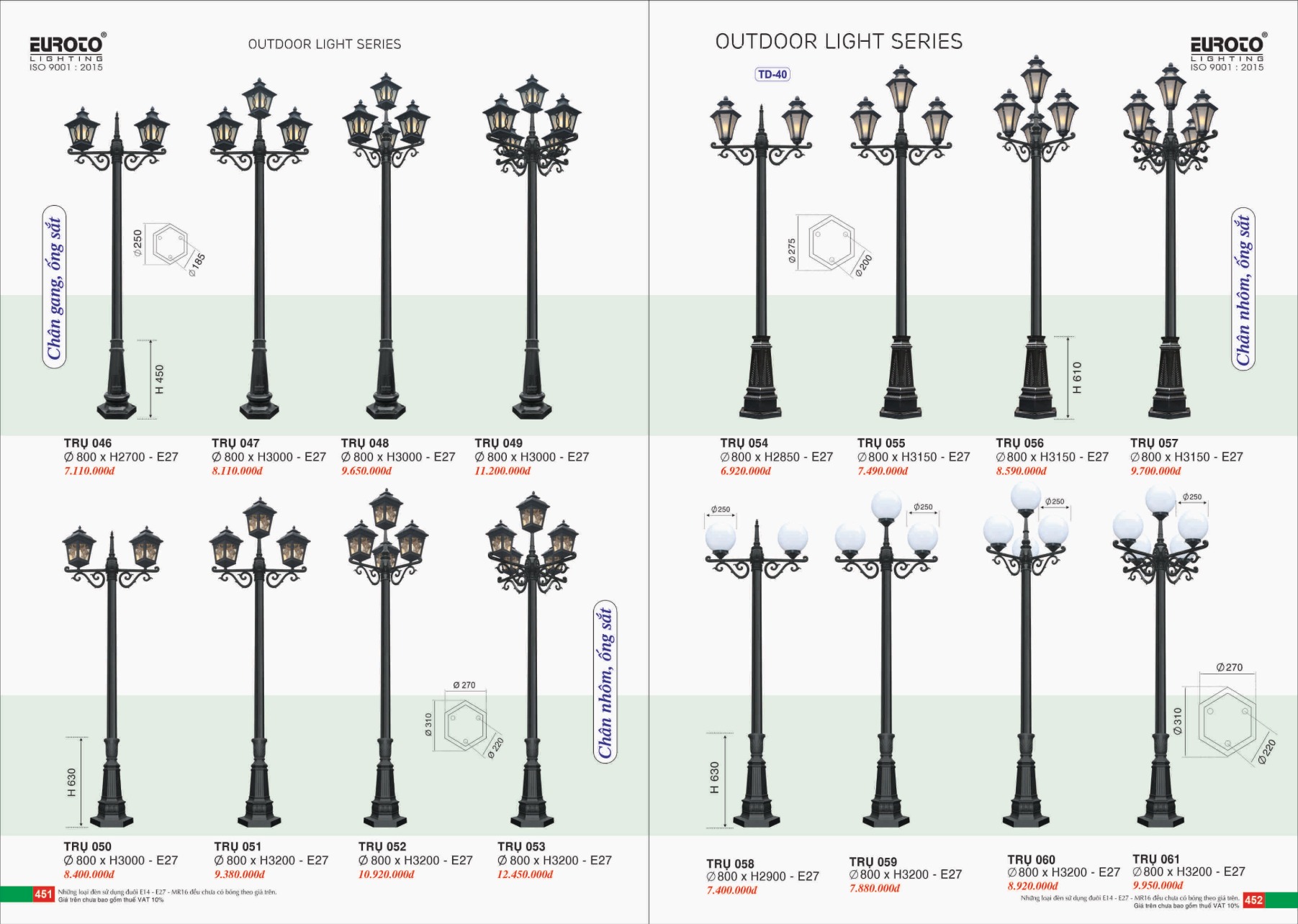 Bảng giá Đèn Trang Trí EUROTO Lighting (Catalogue 2023-2024)