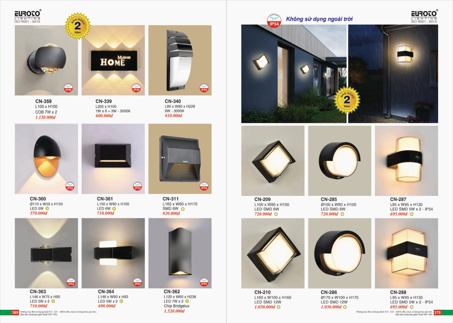 Bảng giá Đèn Trang Trí EUROTO Lighting (Catalogue 2023-2024)