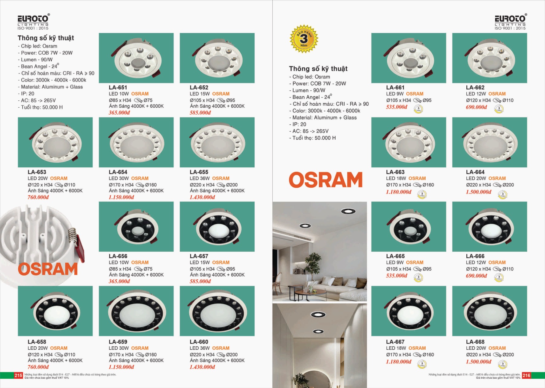 Bảng giá Đèn Trang Trí EUROTO Lighting (Catalogue 2023-2024)