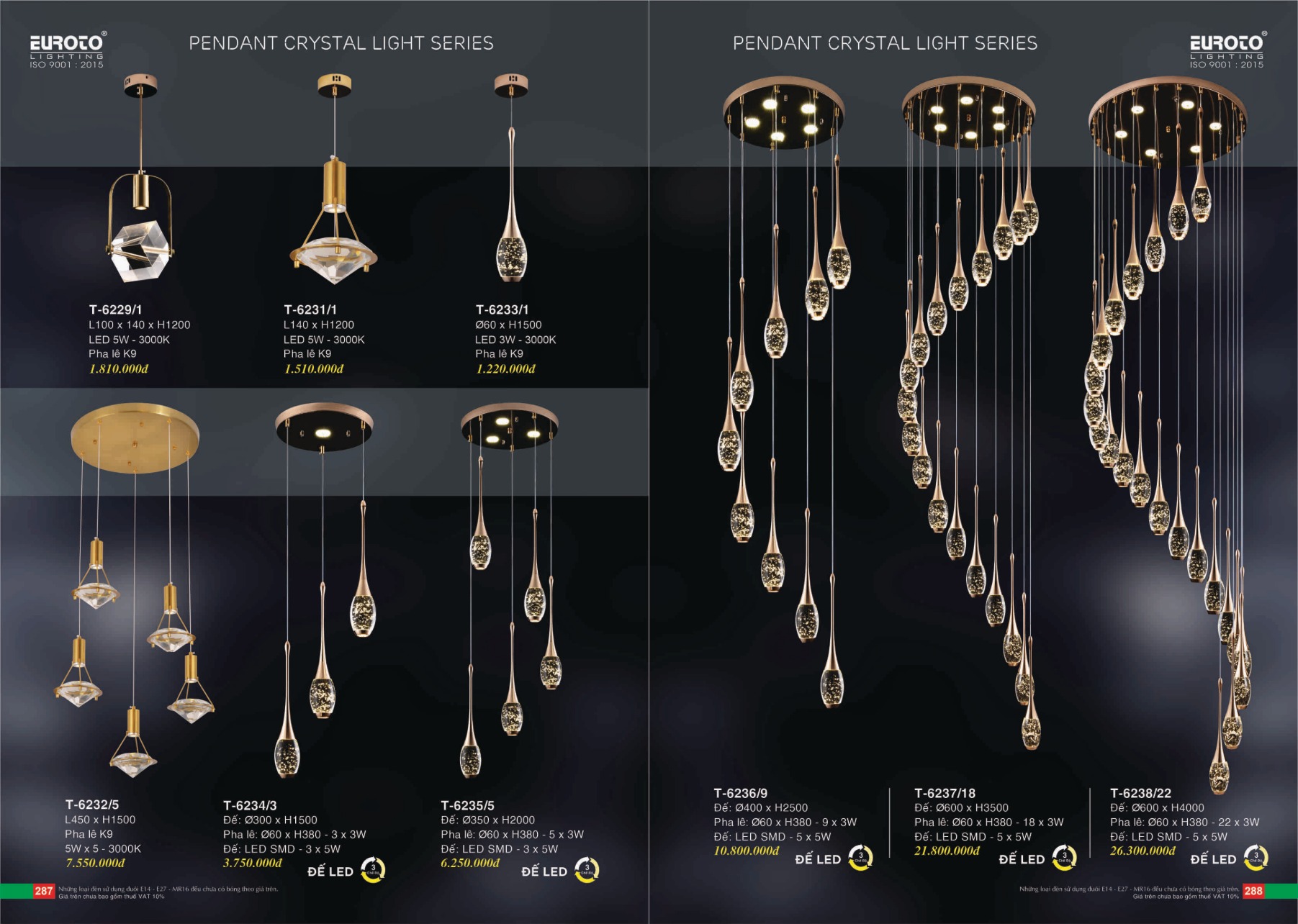 Bảng giá Đèn Trang Trí EUROTO Lighting (Catalogue 2023-2024)