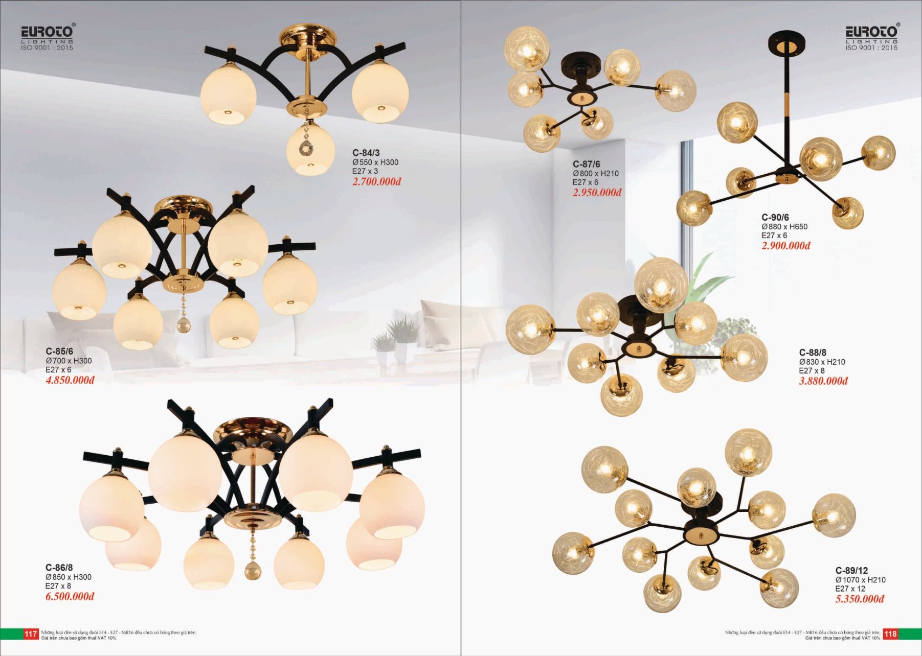 Bảng giá Đèn Trang Trí EUROTO Lighting (Catalogue 2023-2024)